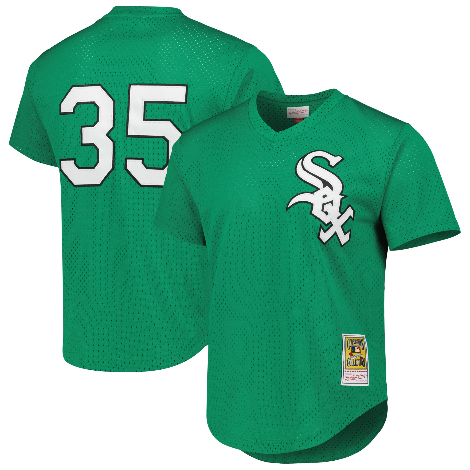 Men's Chicago White Sox Frank Thomas Mitchell & Ness Green Cooperstown Collection St. Patrick's Day 1996 Batting Practice Baseball Jersey