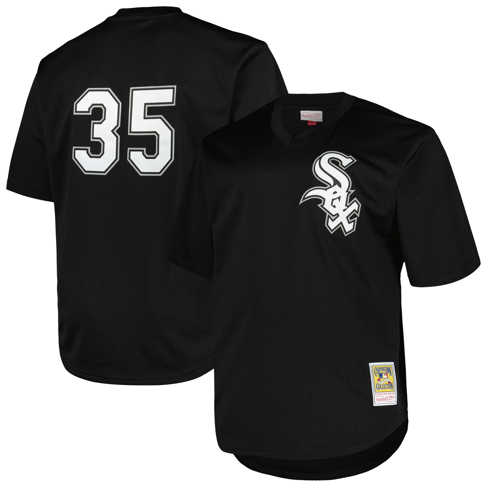 Men's Chicago White Sox Frank Thomas Profile Black Big & Tall Cooperstown Collection Mesh Batting Practice Baseball Jersey