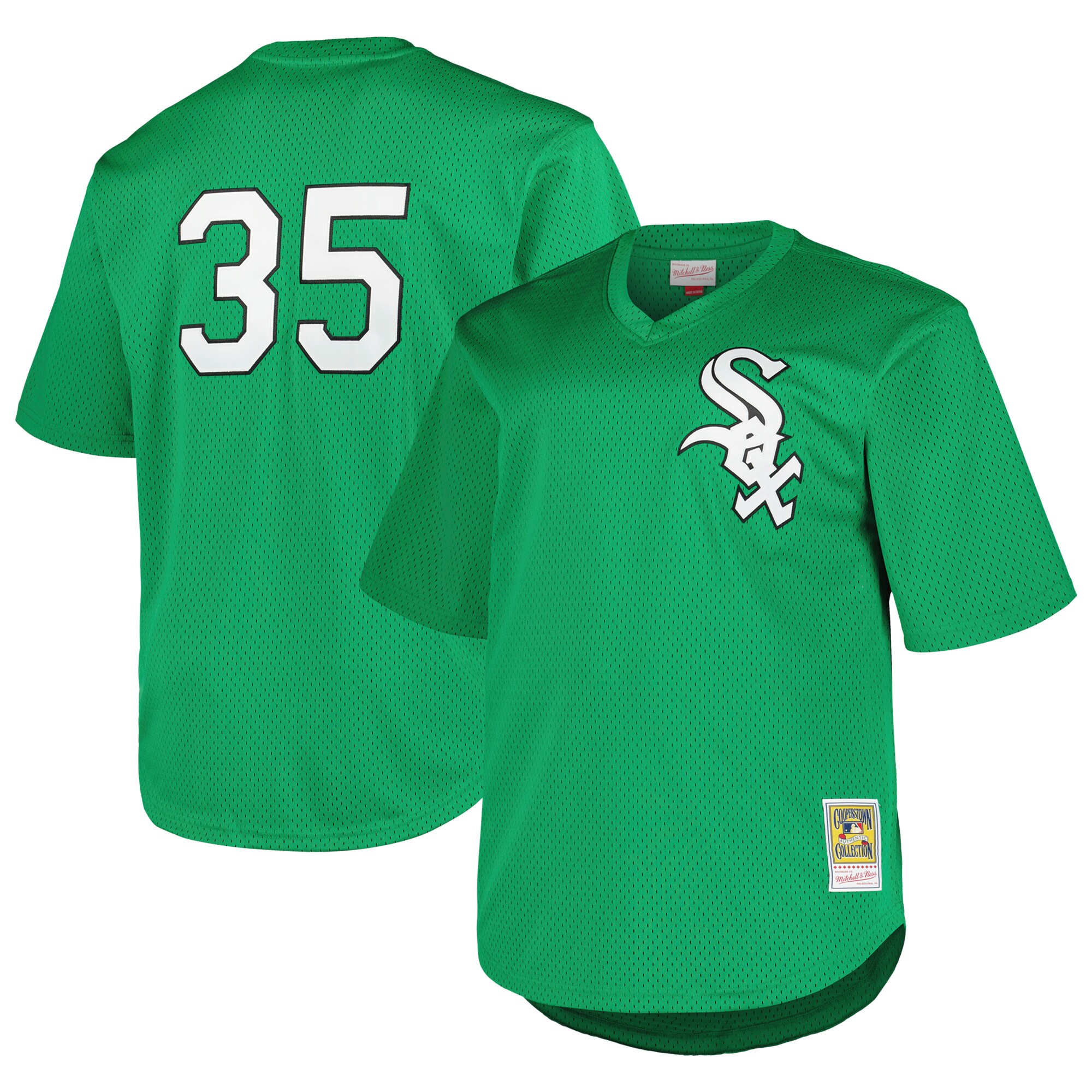 Men's Chicago White Sox Frank Thomas Profile Kelly Green Big & Tall Cooperstown Collection Mesh Batting Practice Baseball Jersey