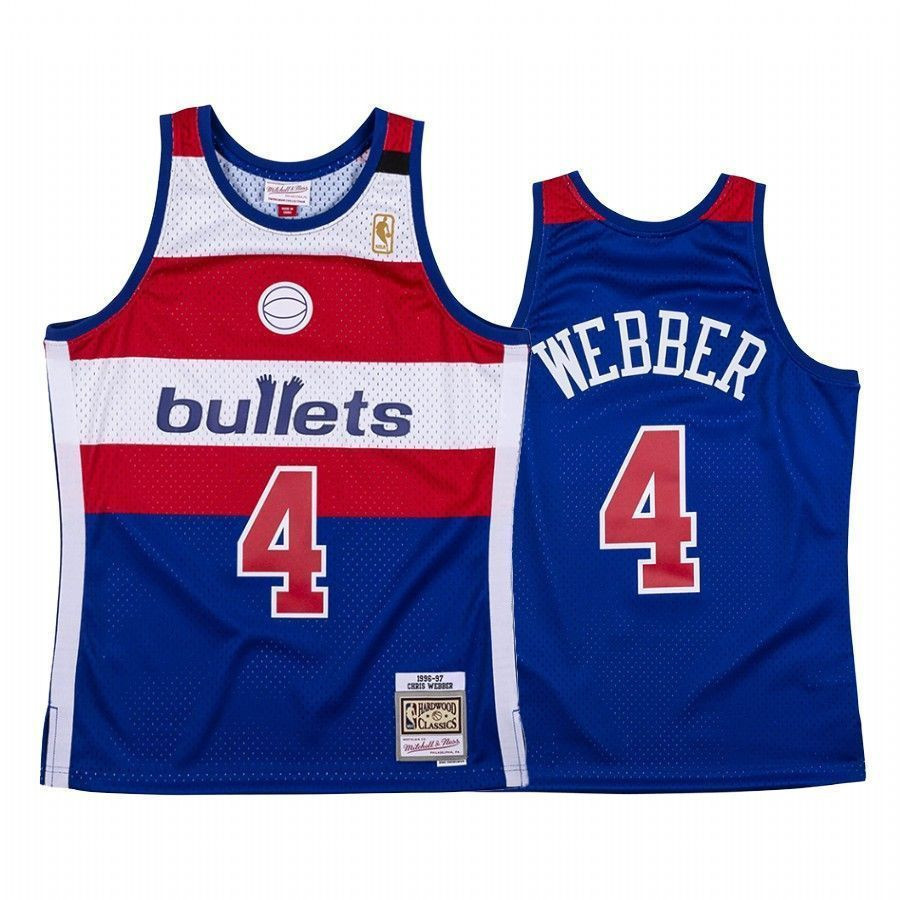 Men's Chris Webber 4 Washington Wizards Navy Hardwood Classics Basketball Jersey - JS336 