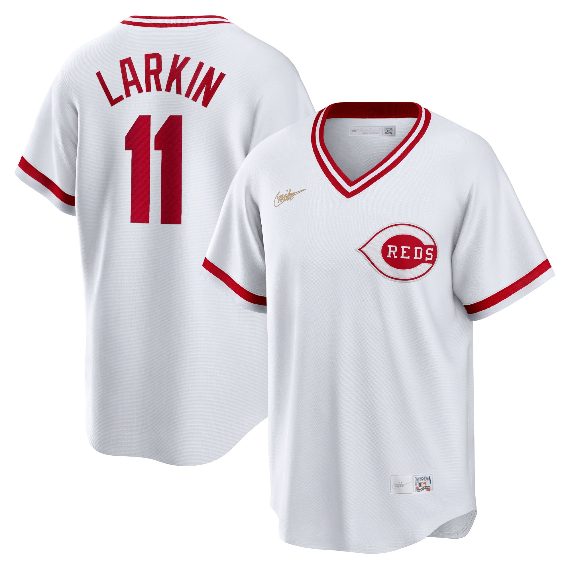 Men's Cincinnati Reds Barry Larkin White Home Cooperstown Collection Player Baseball Jersey