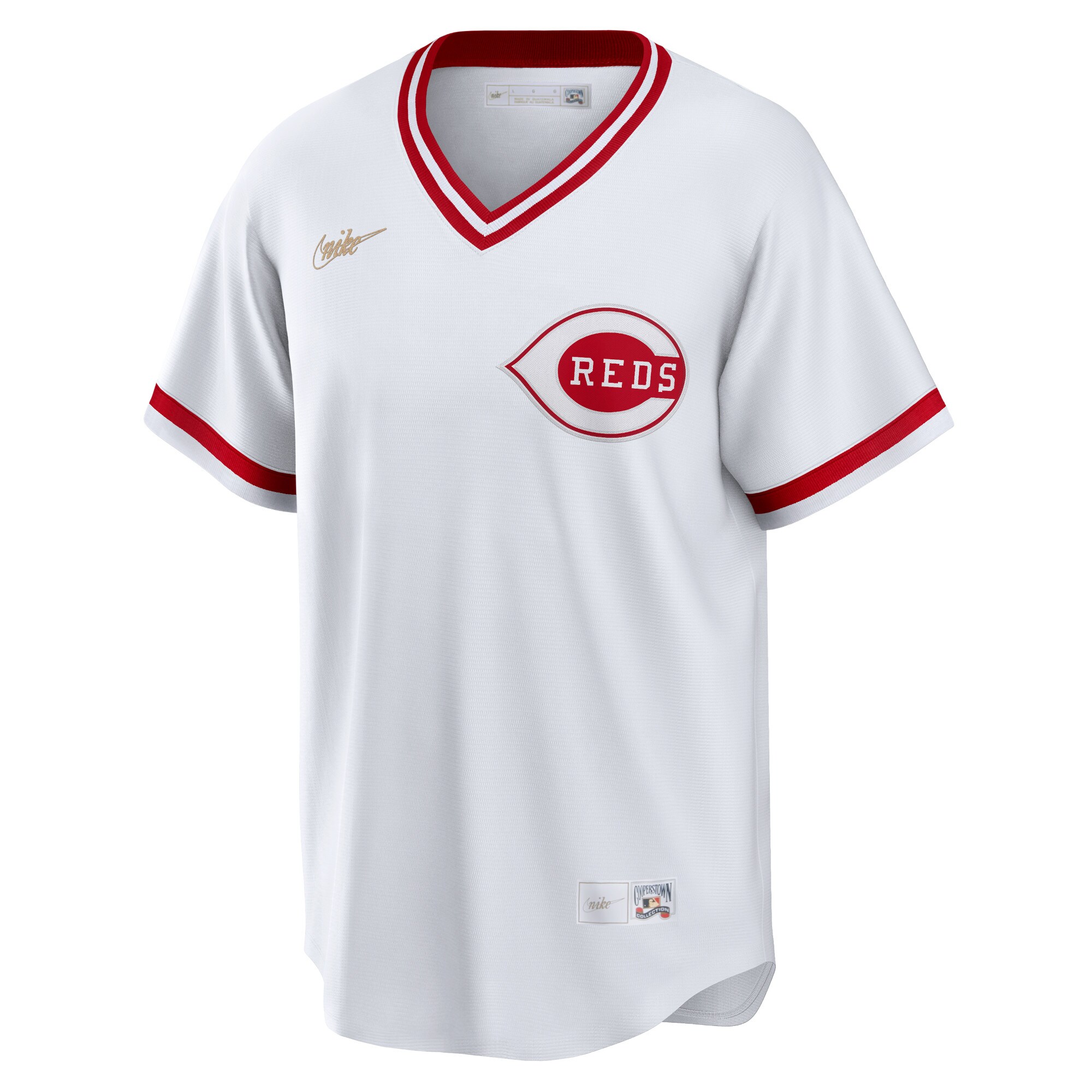 Alternative view of Men's Cincinnati Reds Barry Larkin White Home Cooperstown Collection Player Baseball Jersey