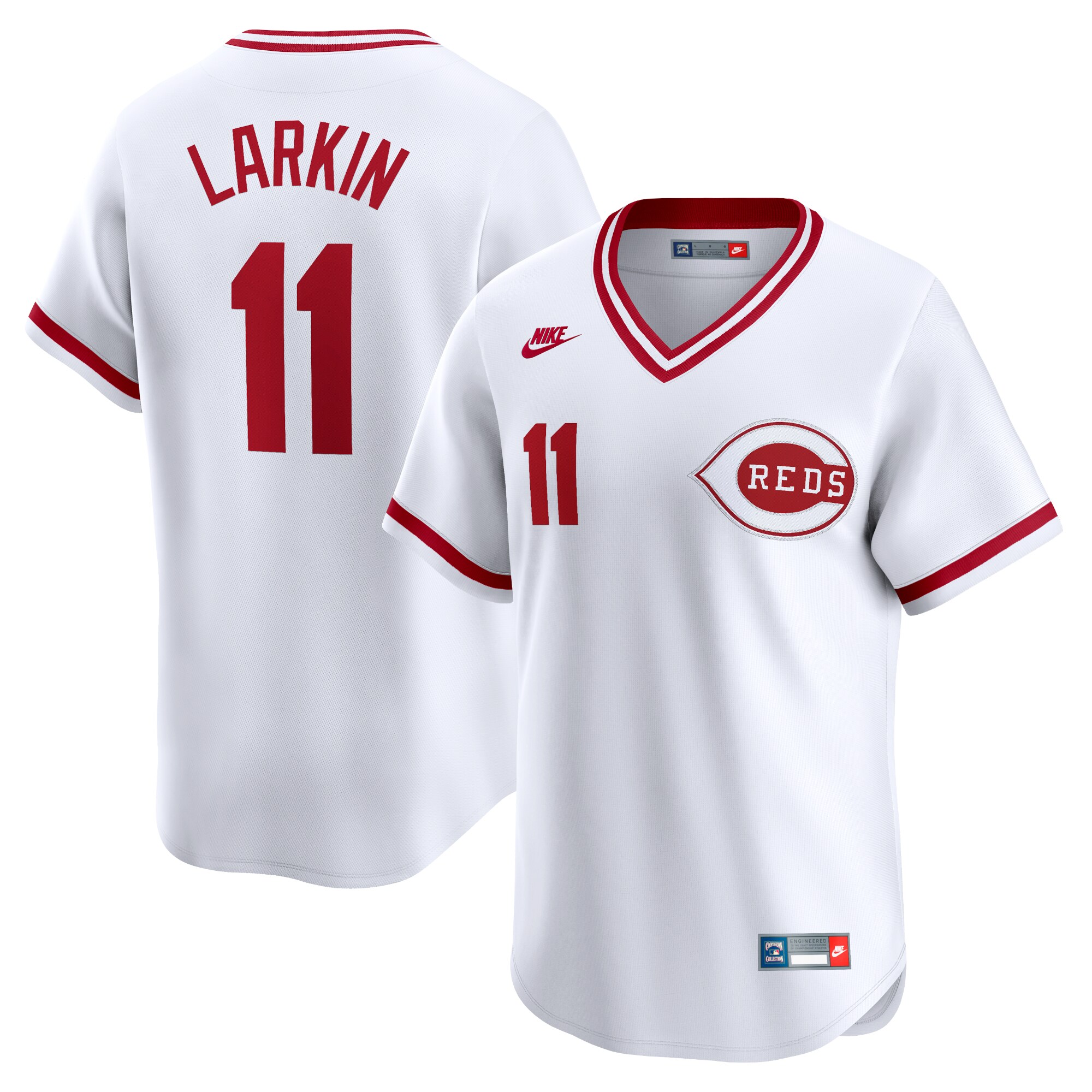 Men's Cincinnati Reds Barry Larkin White Throwback Cooperstown Limited Baseball Jersey