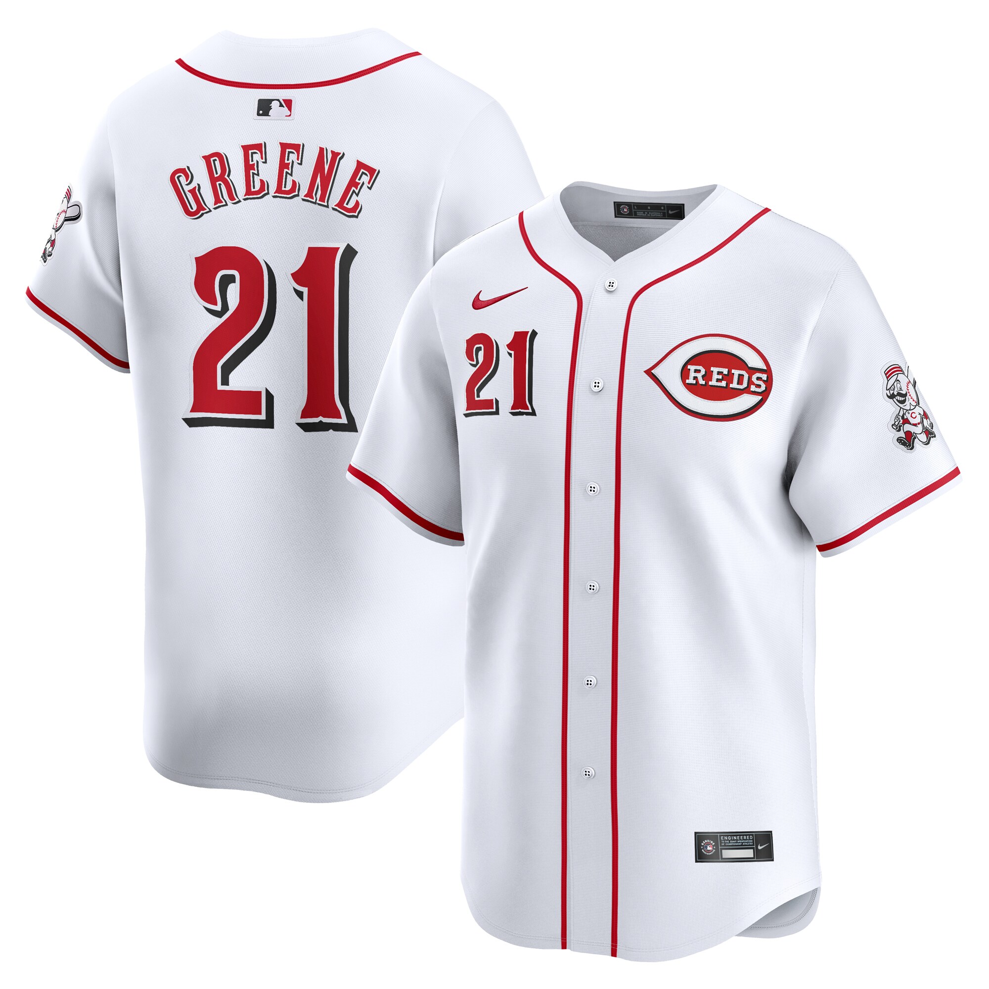 Men's Cincinnati Reds Hunter Greene White Home Limited Player Baseball Jersey