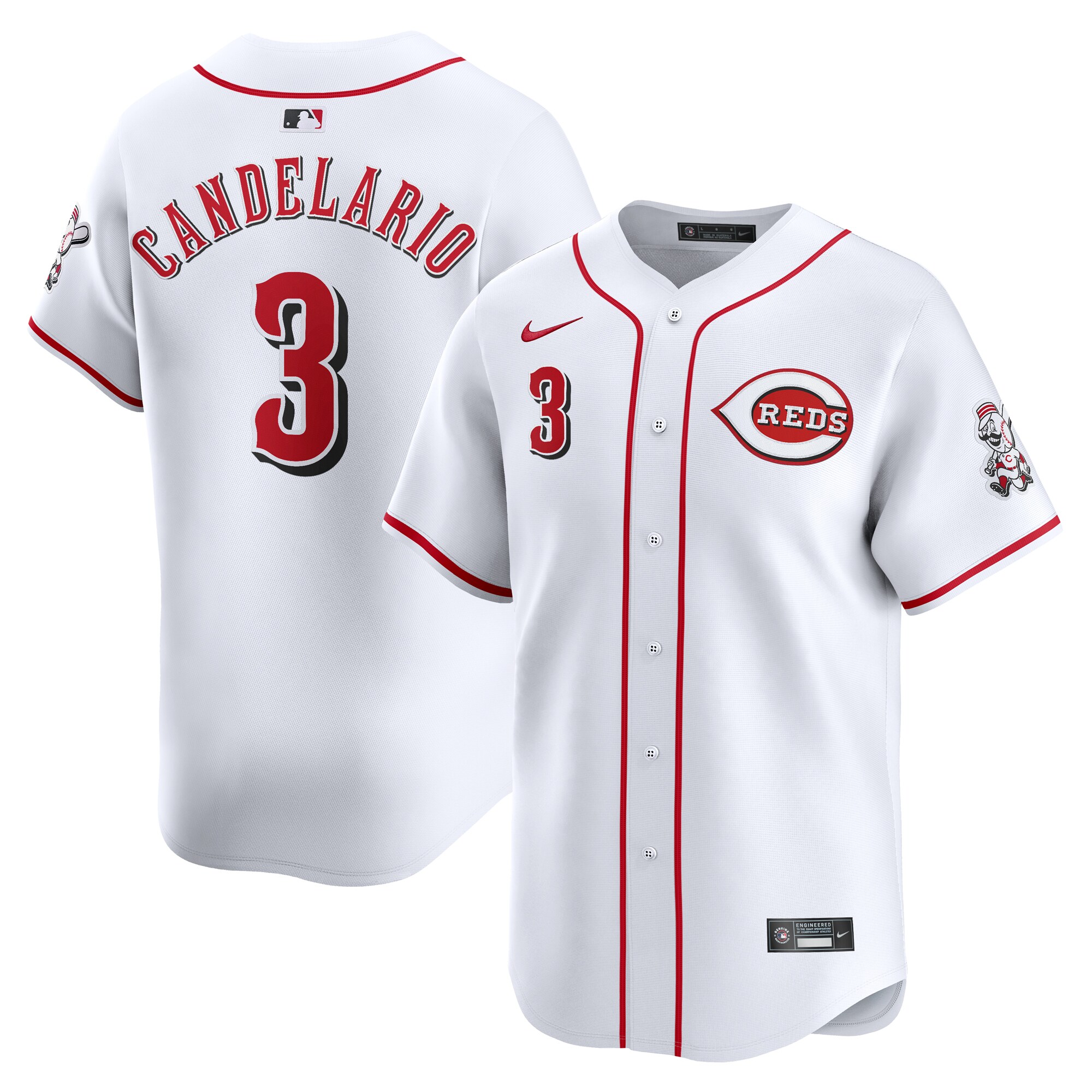 Men's Cincinnati Reds Jeimer Candelario White Home Limited Player Baseball Jersey
