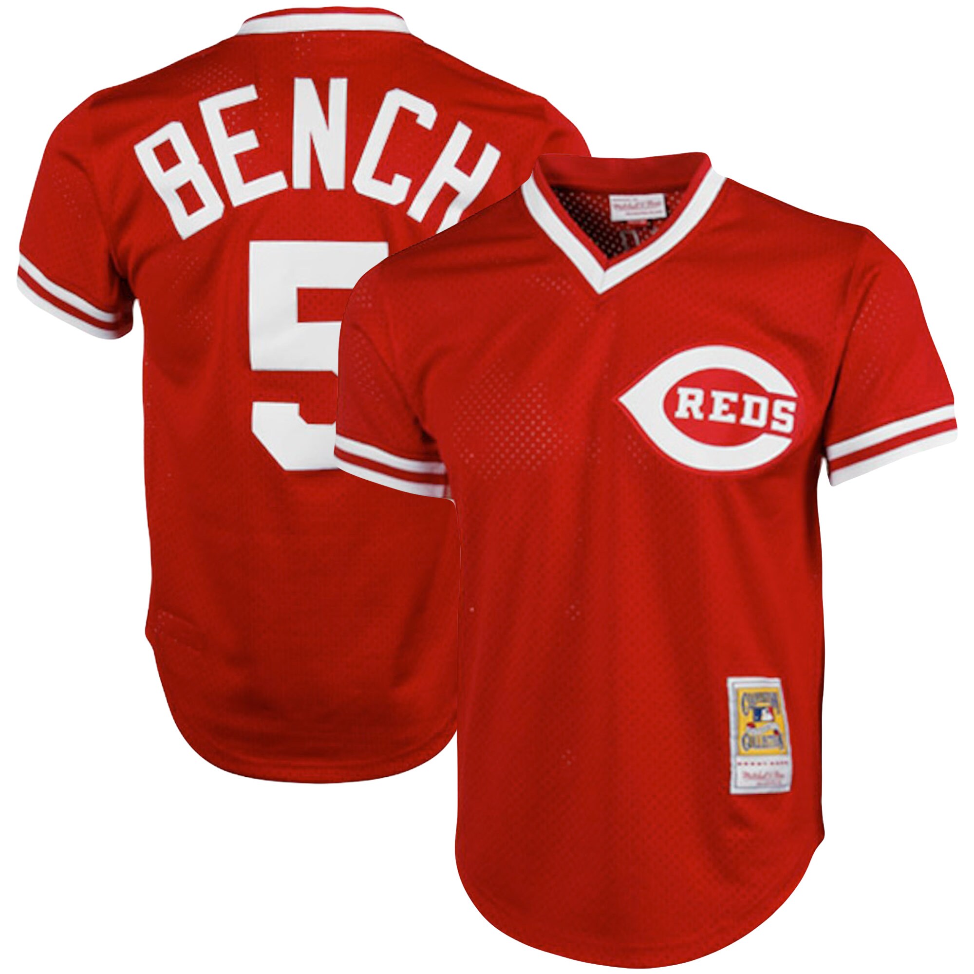 Men's Cincinnati Reds Johnny Bench Mitchell & Ness Red Cooperstown Collection Big & Tall Mesh Batting Practice Baseball Jersey