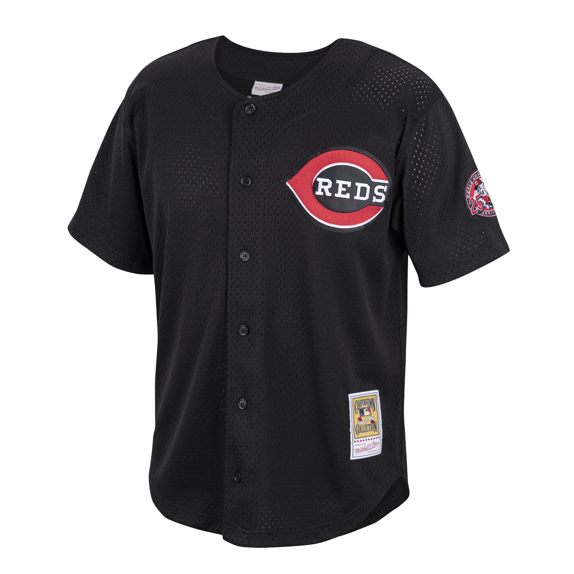 Alternative view of Men's Cincinnati Reds Ken Griffey Jr. Mitchell & Ness Black Cooperstown Collection Mesh Batting Practice Button-Up Baseball Jersey