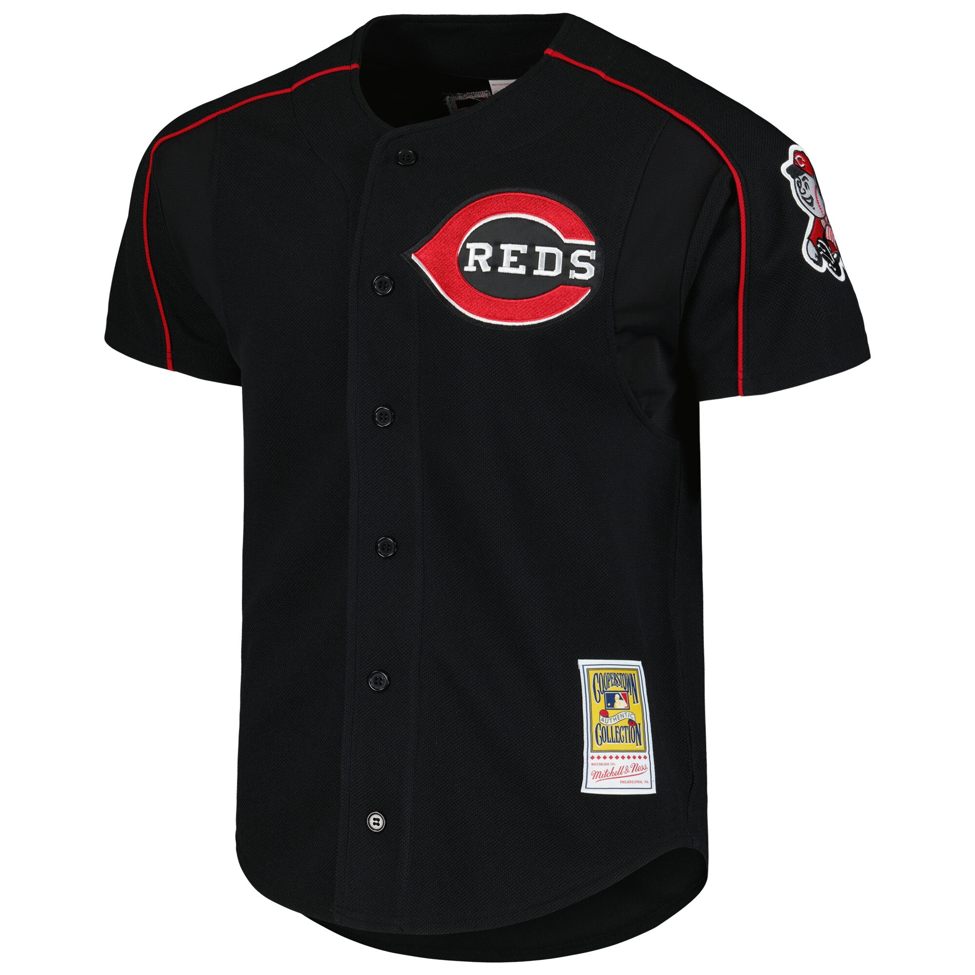 Alternative view of Men's Cincinnati Reds Ken Griffey Jr. Mitchell & Ness Black Cooperstown Collection Mesh Batting Practice Baseball Jersey