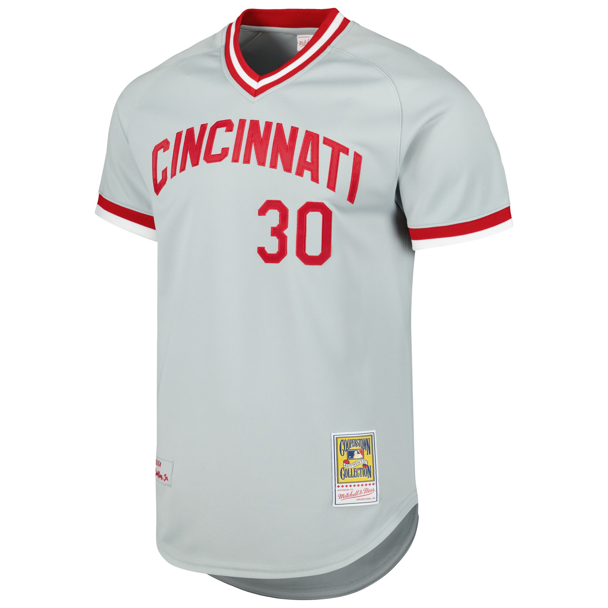 Alternative view of Men's Cincinnati Reds Ken Griffey Jr. Mitchell & Ness Gray 2004 Cooperstown Collection Throwback Jersey