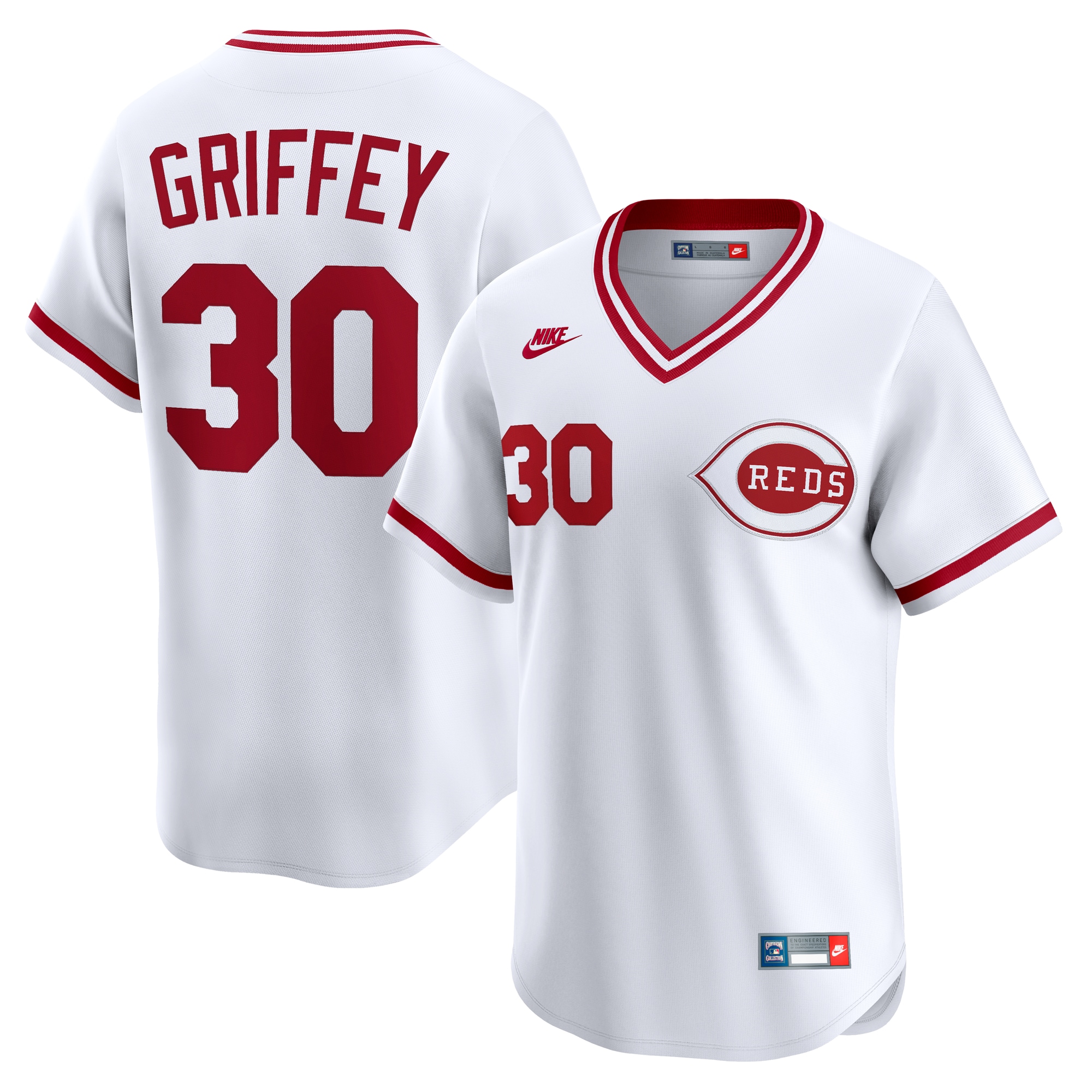 Men's Cincinnati Reds Ken Griffey White Throwback Cooperstown Collection Limited Jersey