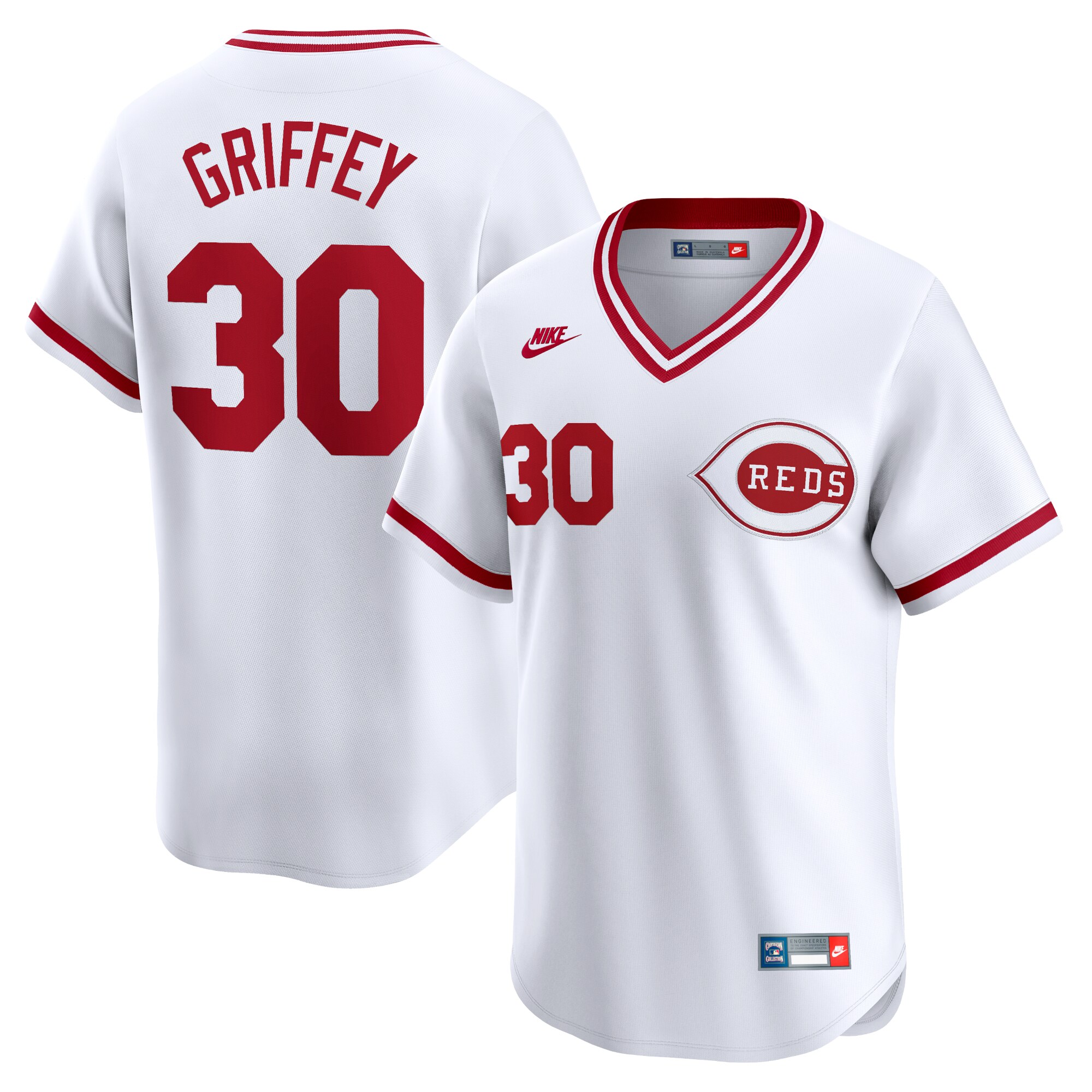 Men's Cincinnati Reds Ken Griffey White Throwback Cooperstown Limited Jersey