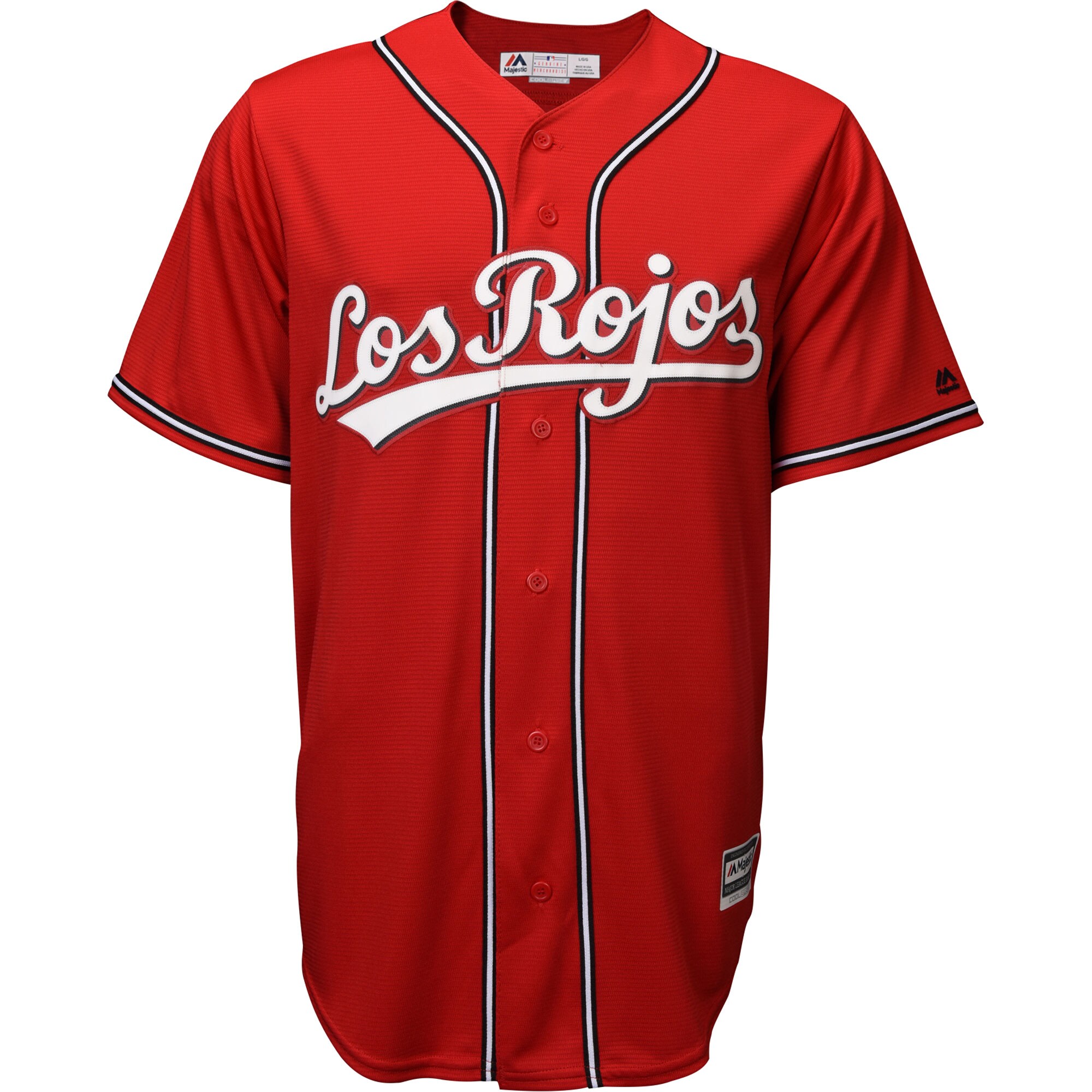 Alternative view of Men's Cincinnati Reds Majestic Scarlet Alternate Los Rojos Cool Base Jersey