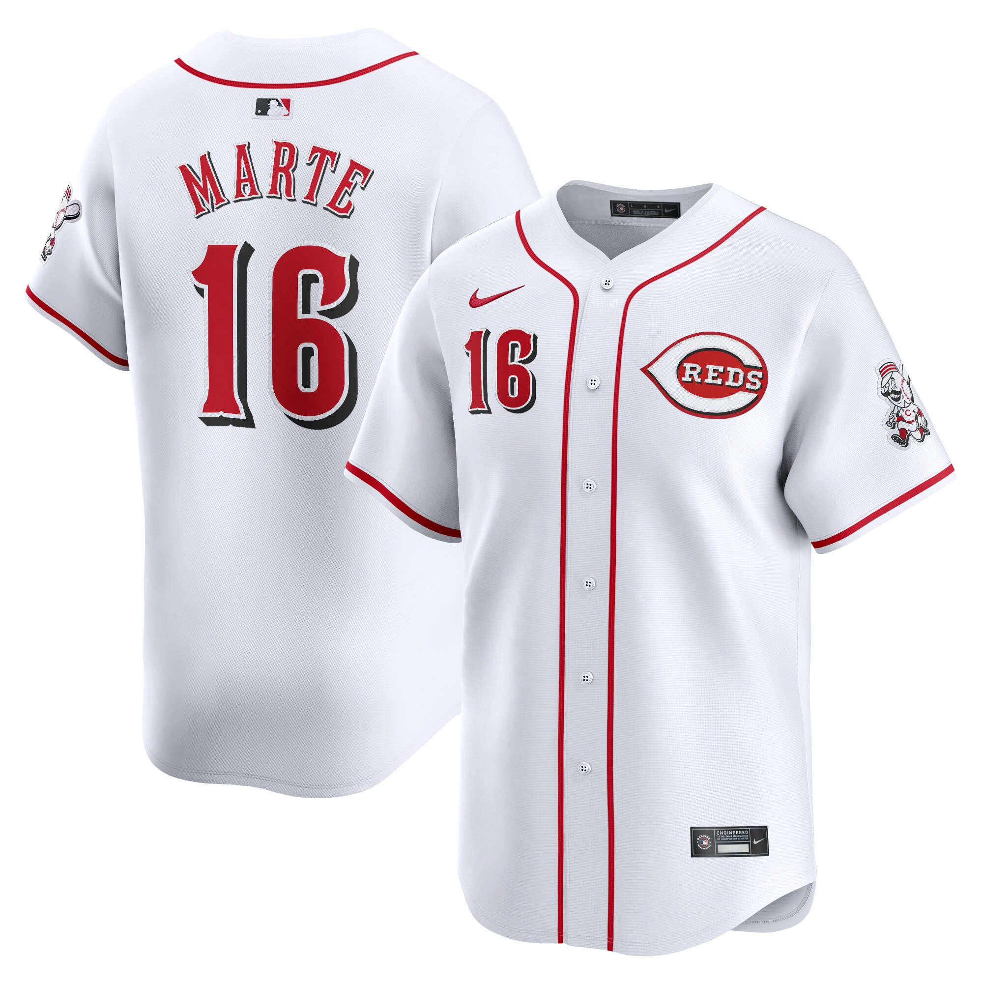 Men's Cincinnati Reds Noelvi Marte White Home Limited Player Jersey