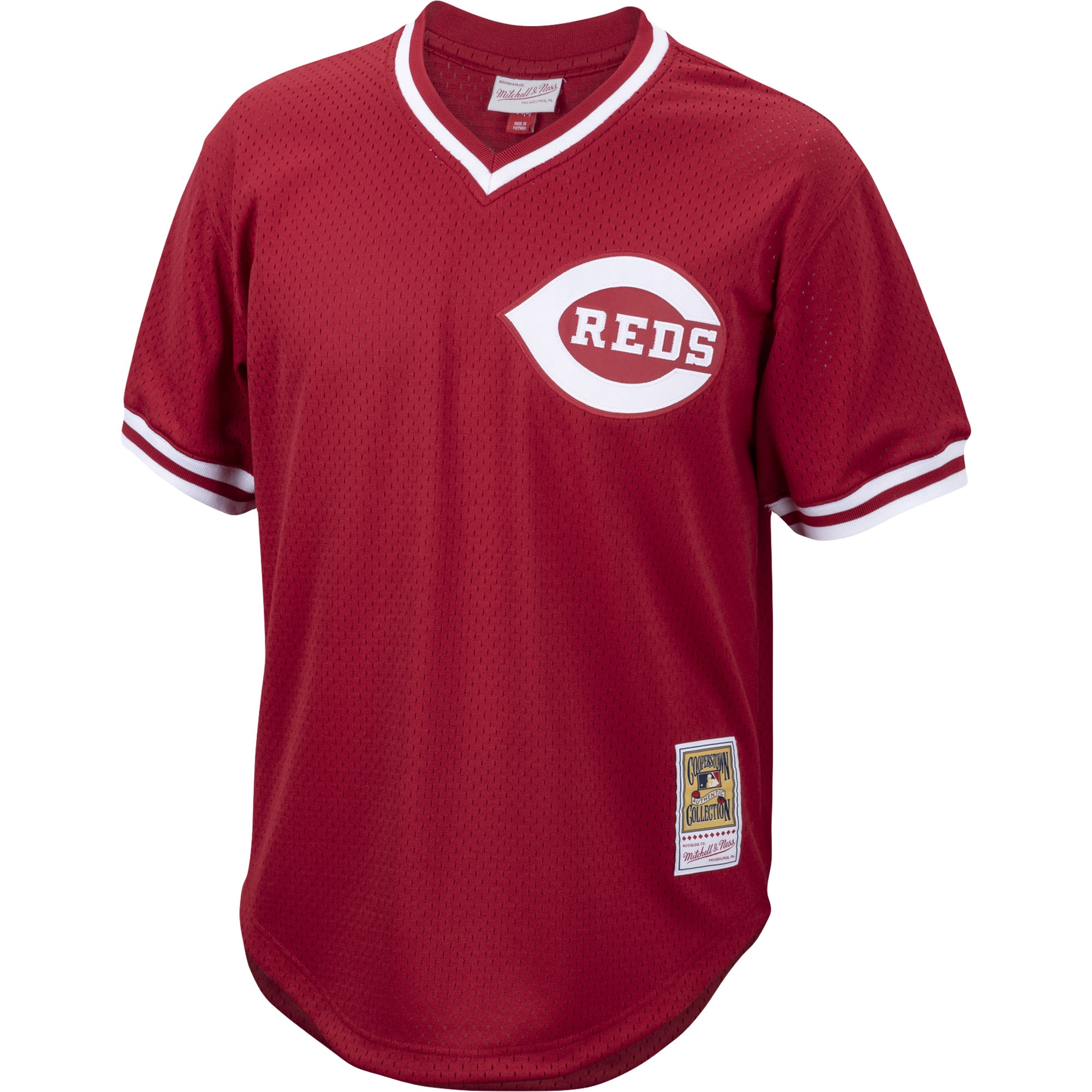 Alternative view of Men's Cincinnati Reds Pete Rose Mitchell & Ness Red Cooperstown Collection Mesh Batting Practice Jersey