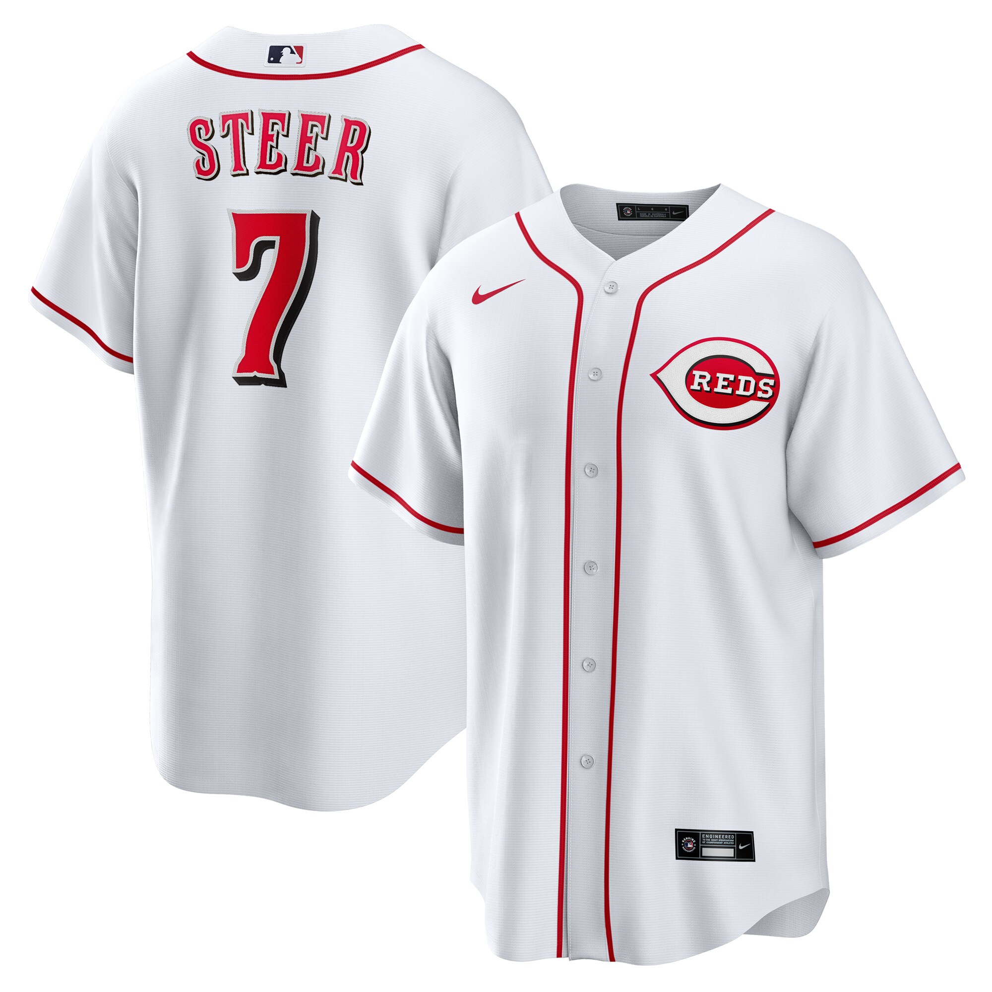 Men's Cincinnati Reds Spencer Steer White Home Jersey