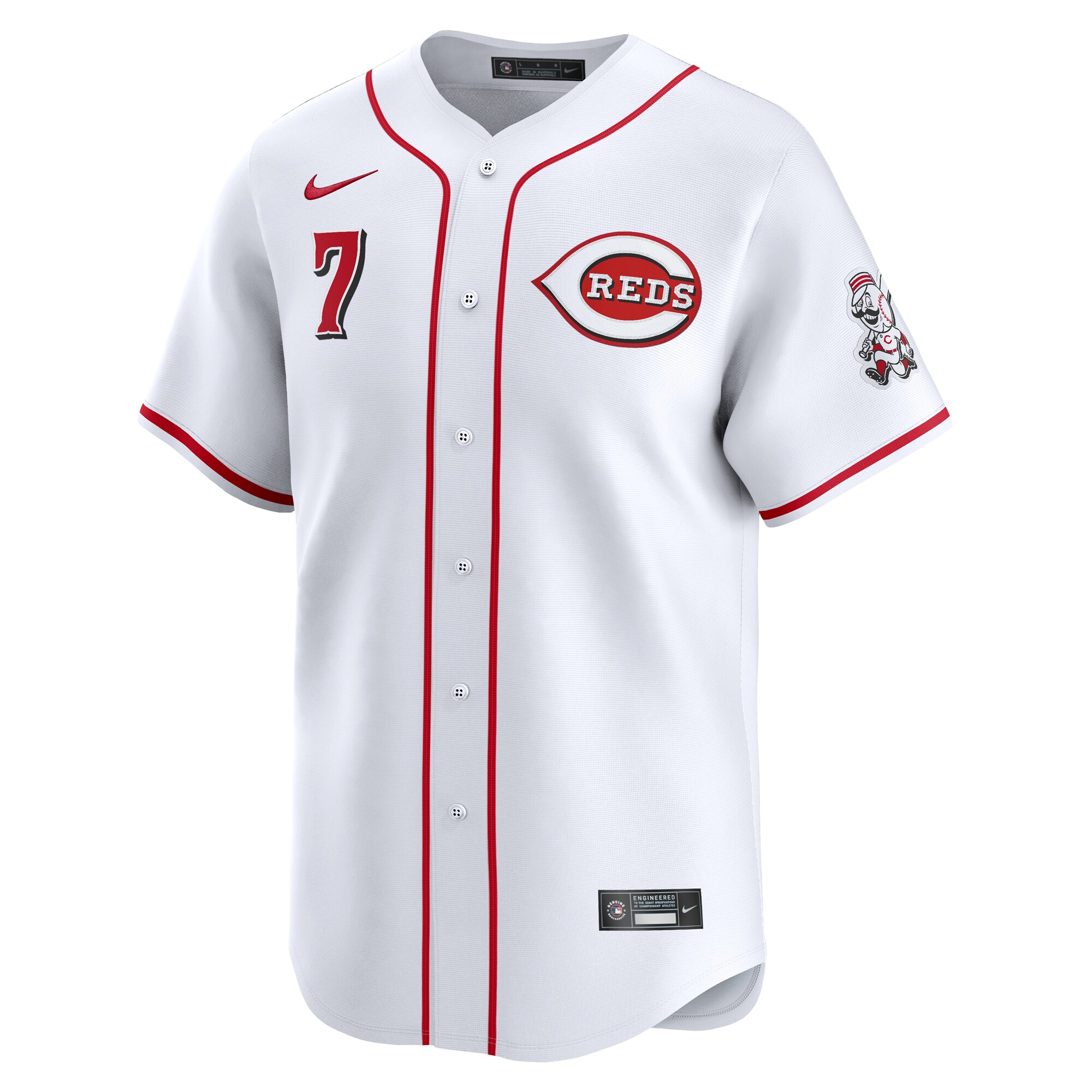 Alternative view of Men's Cincinnati Reds Spencer Steer White Home Limited Player Jersey