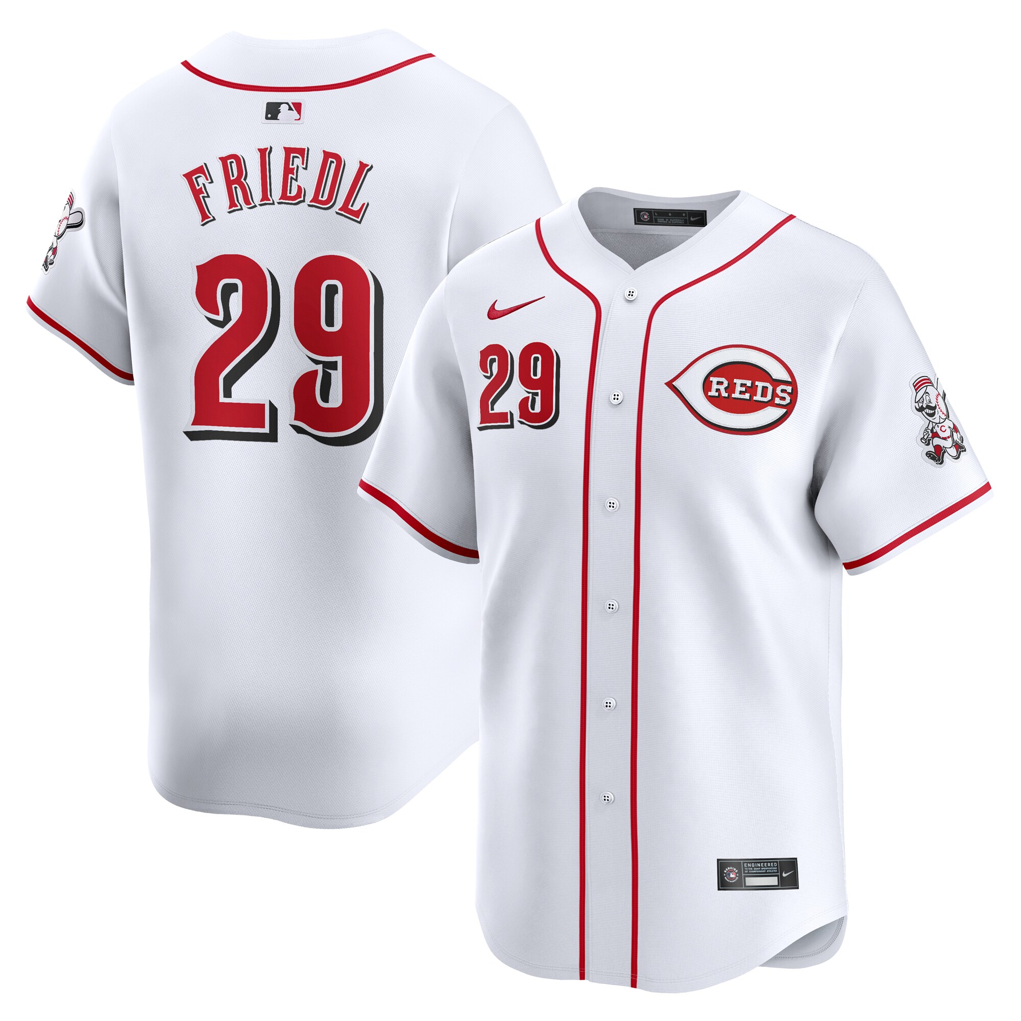 Men's Cincinnati Reds TJ Friedl White Home Limited Player Jersey