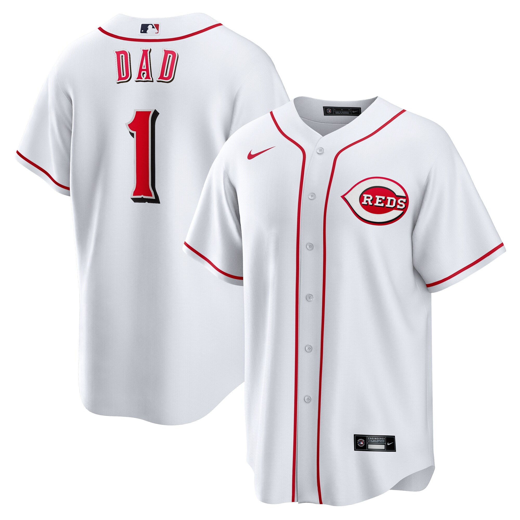 Men's Cincinnati Reds White #1 Dad Home Jersey