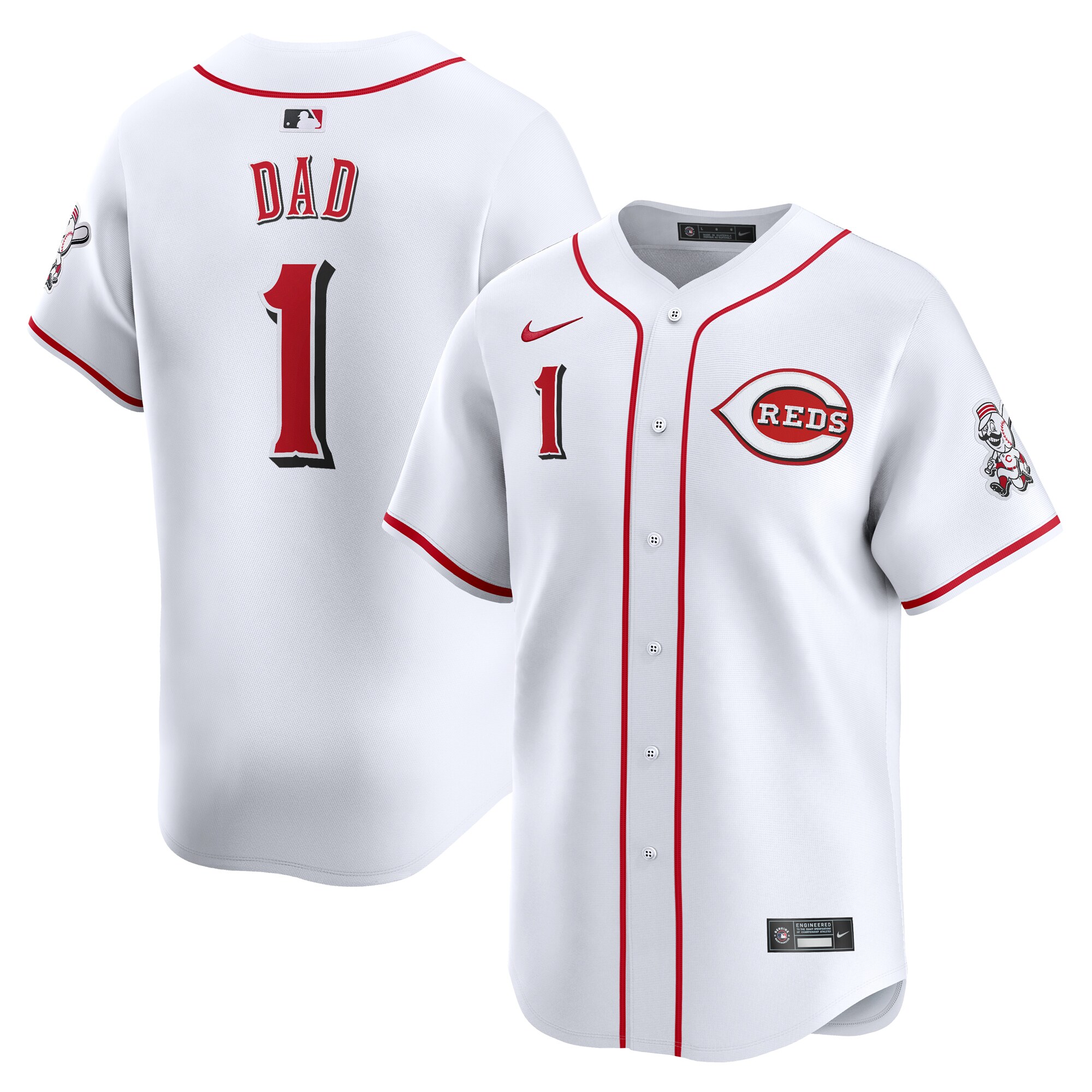 Men's Cincinnati Reds White #1 Dad Home Limited Jersey