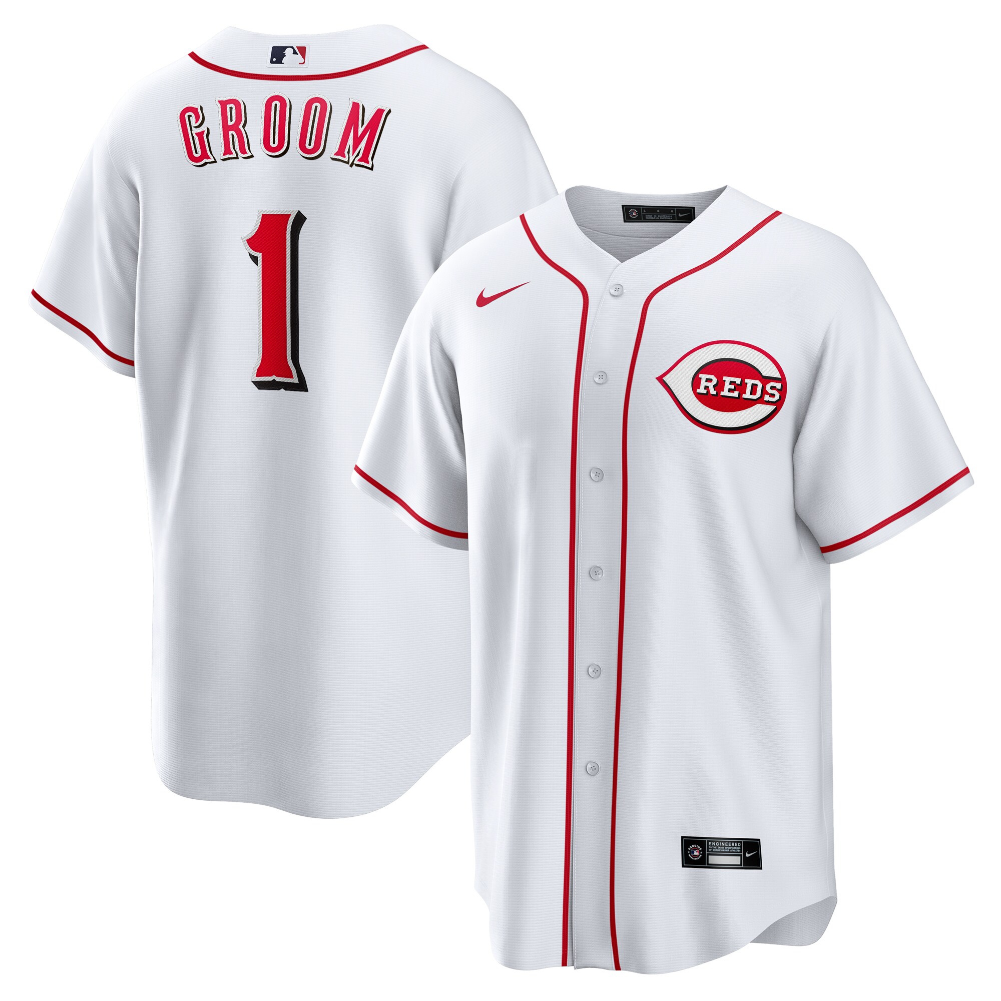 Men's Cincinnati Reds White #1 Groom Home Jersey