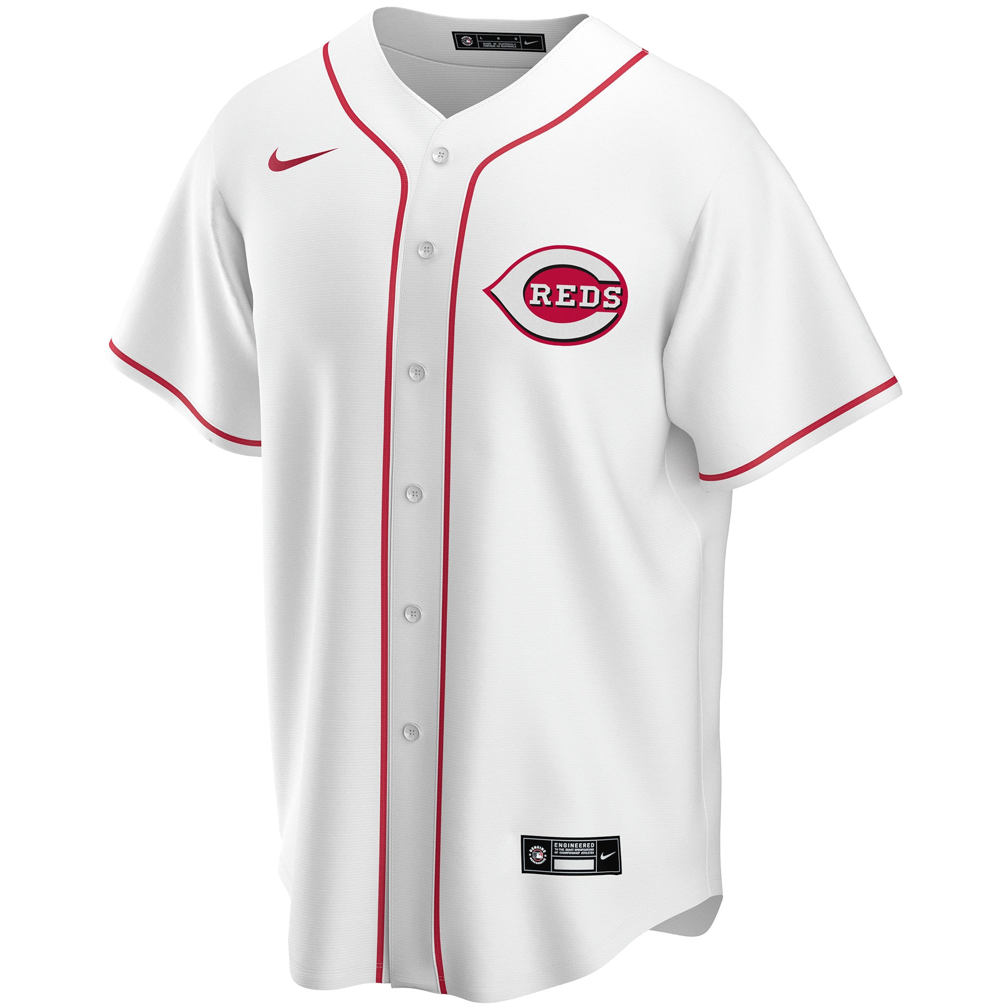 Alternative view of Men's Cincinnati Reds White Home Custom Jersey