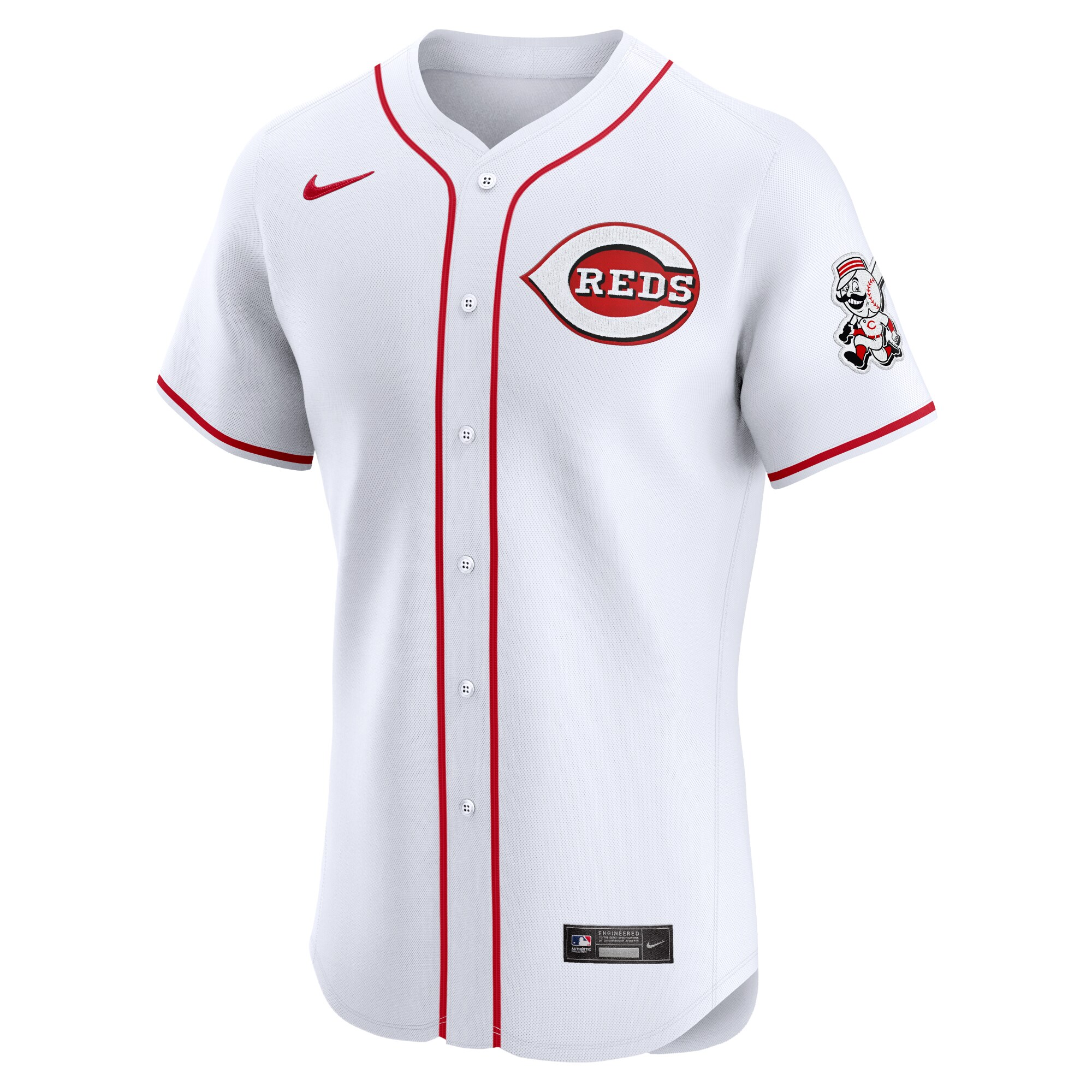 Alternative view of Men's Cincinnati Reds White Home Elite Jersey