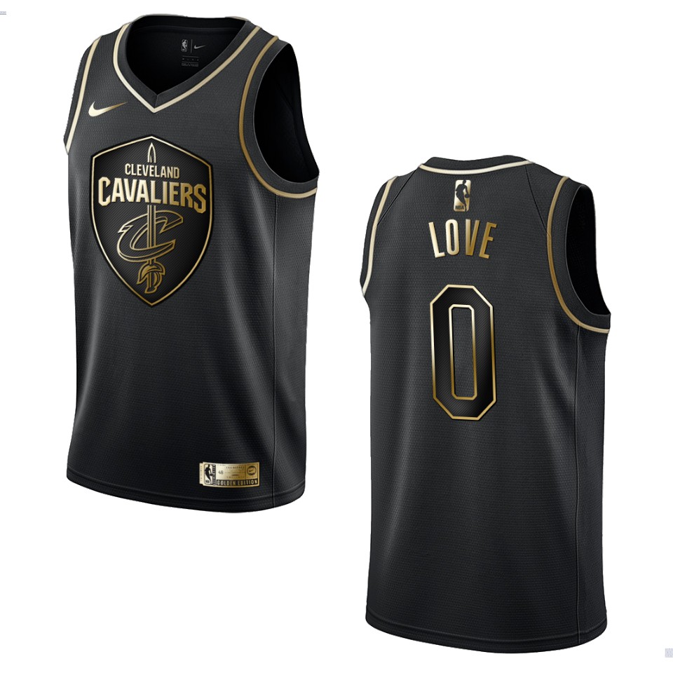 Men’s Cleveland Cavaliers #0 Kevin Love Golden Edition Basketball Jersey – Black