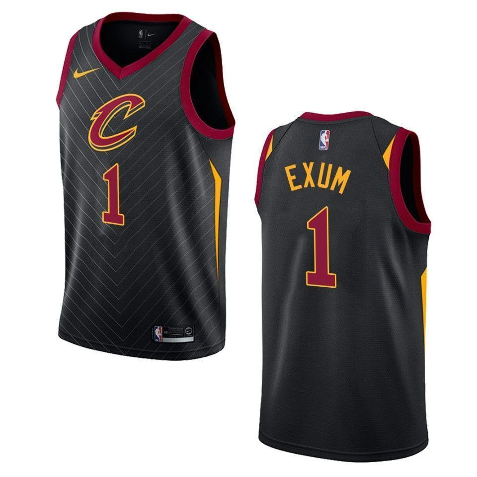 Men's Cleveland Cavaliers 1 Dante Exum Statement Swingman Basketball Jersey - Black - JS369