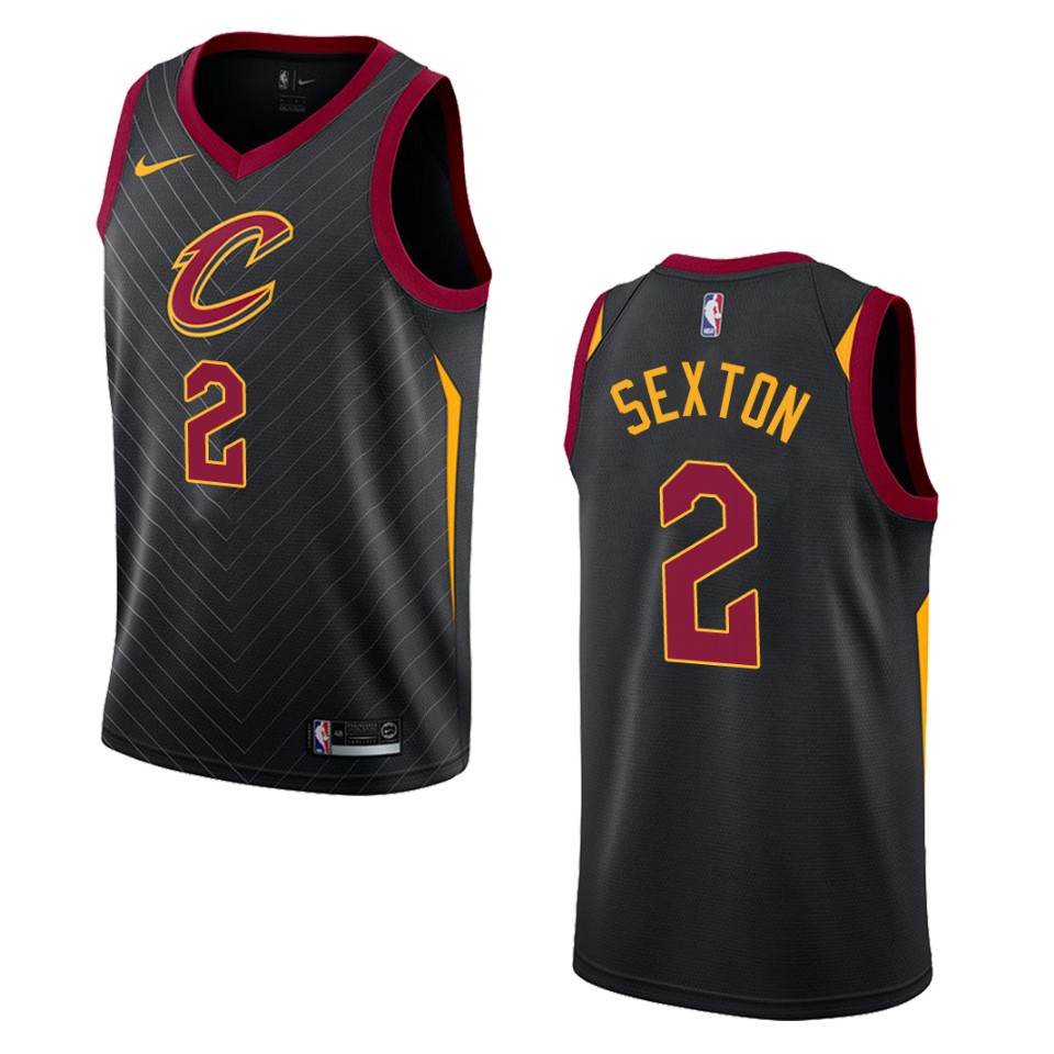 Men's Cleveland Cavaliers #2 Collin Sexton Statement Swingman Basketball Jersey - Black