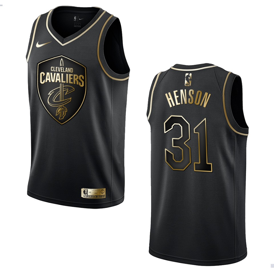 Men’s Cleveland Cavaliers #31 John Henson Golden Edition Basketball Jersey – Black