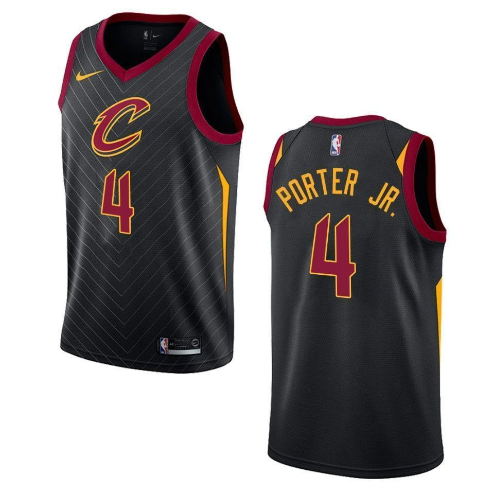 Men's Cleveland Cavaliers 4 Kevin Porter Jr. Statement Swingman Basketball Jersey - Black - JS588