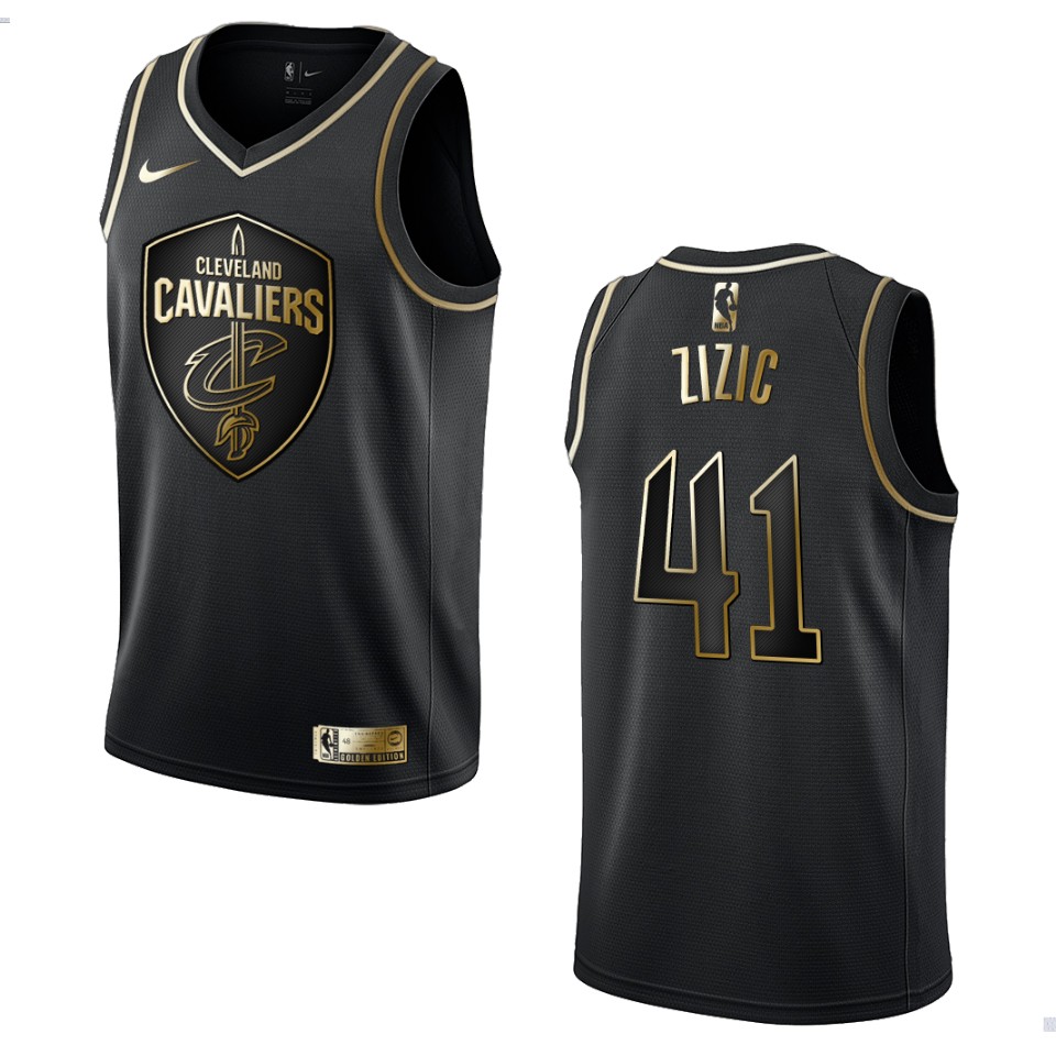 Men’s Cleveland Cavaliers #41 Ante Zizic Golden Edition Basketball Jersey – Black