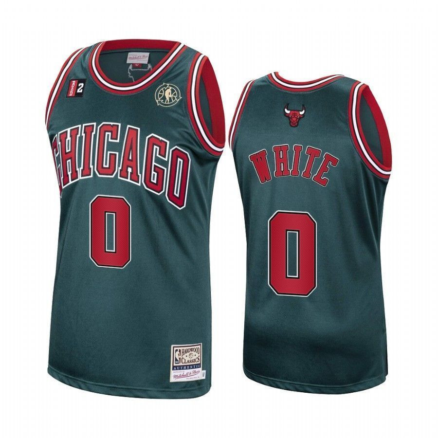 Men's Coby White 0 Chicago Bulls Green Hardwood Classics Basketball Jersey - JS933 