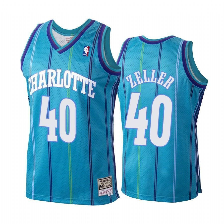 Men's Cody Zeller 40 Charlotte Hornets Hardwood Classics Basketball Jersey Teal - JS977 