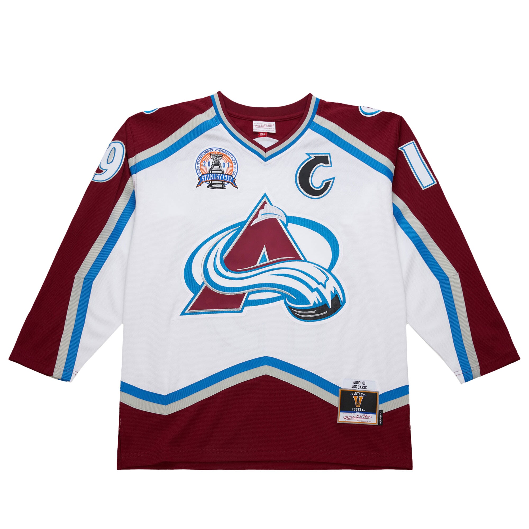 Alternative view of Men's Colorado Avalanche Joe Sakic White 2000-01 Power Play Hockey Jersey - JS986 