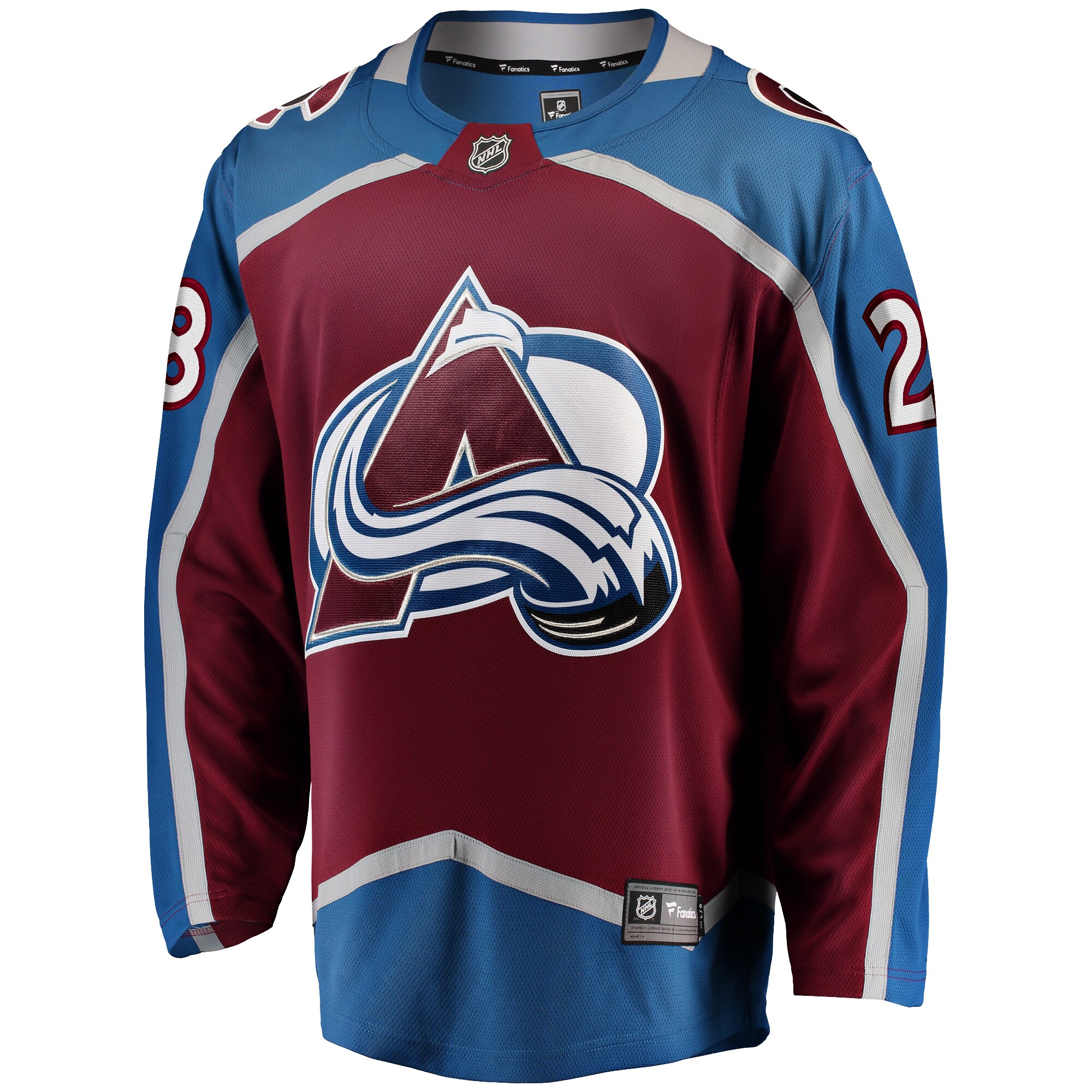 Alternative view of Men's Colorado Avalanche Miles Wood Maroon Home Breakaway Hockey Jersey - JS534 