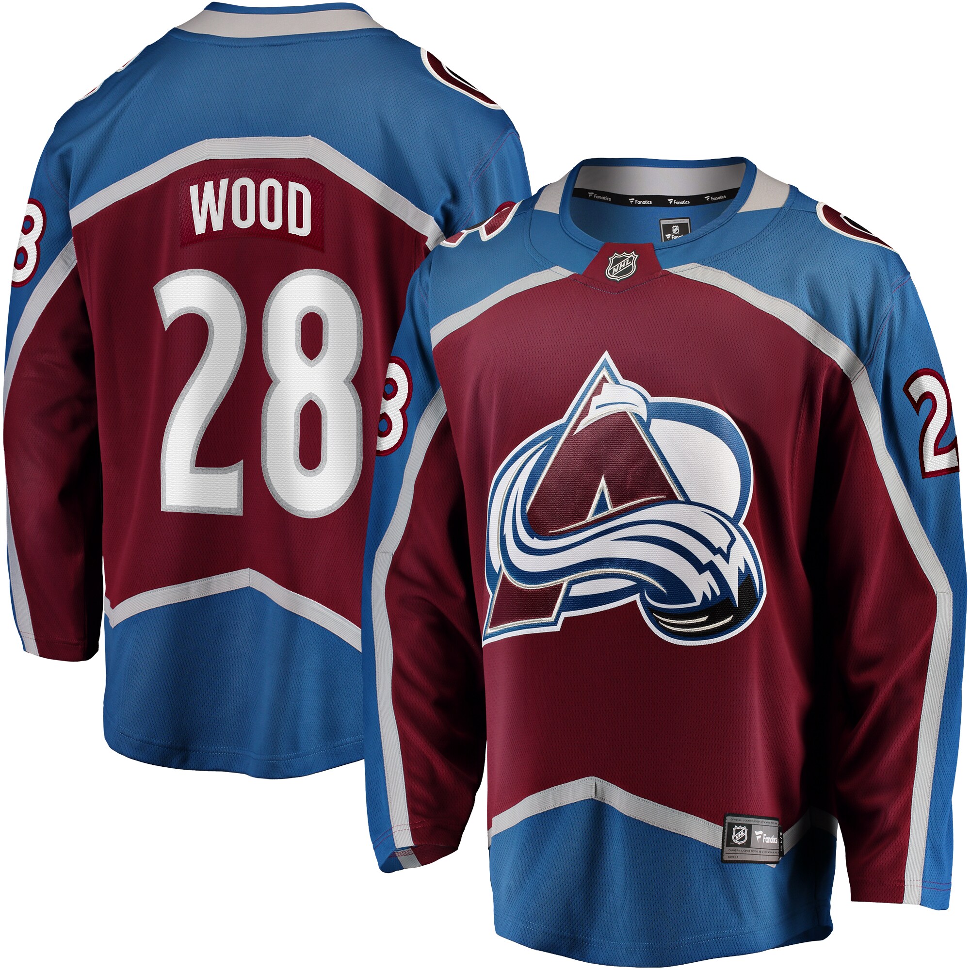 Men's Colorado Avalanche Miles Wood Maroon Home Breakaway Hockey Jersey - JS534 