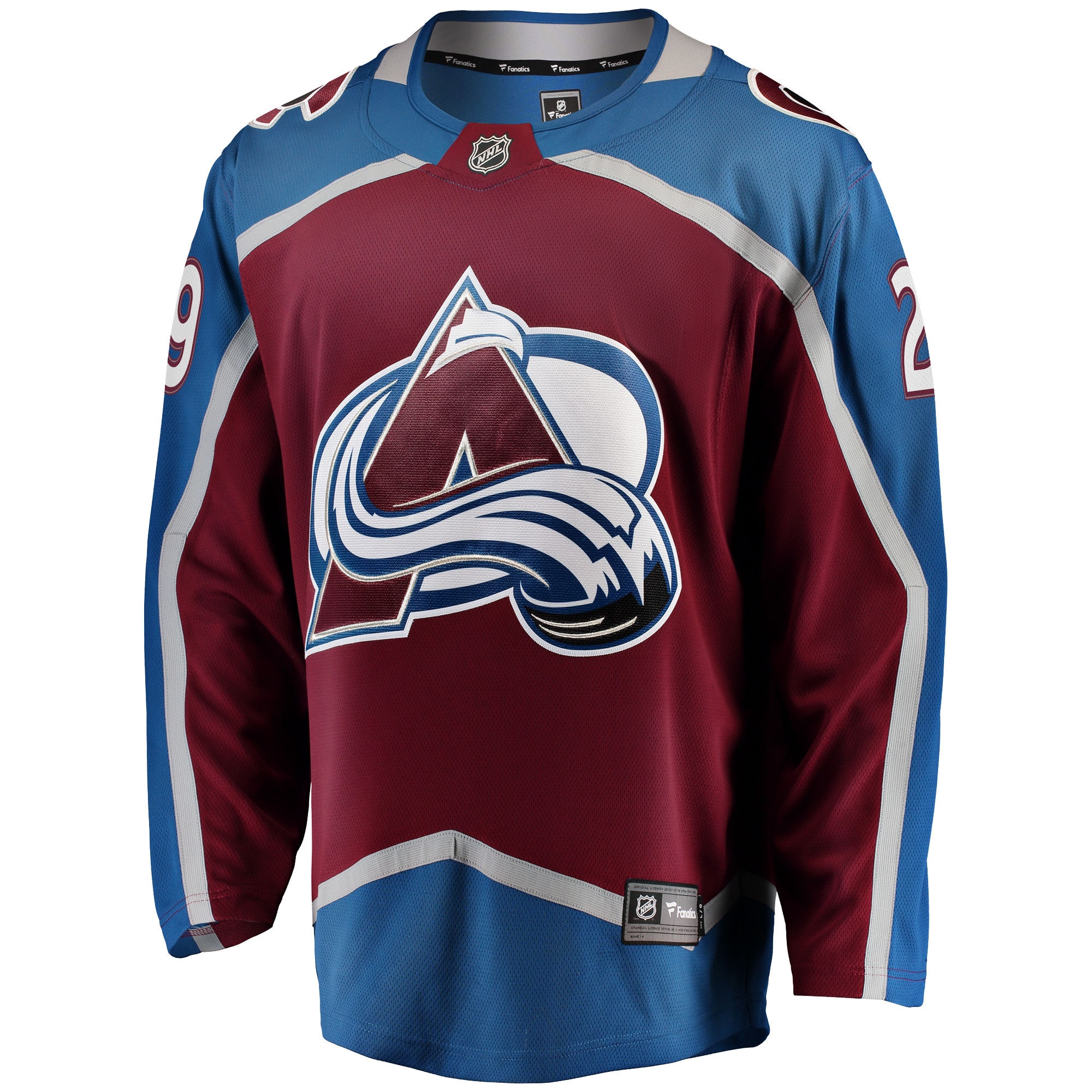 Alternative view of Men's Colorado Avalanche Nathan MacKinnon Burgundy Breakaway Player Hockey Jersey - JS760 