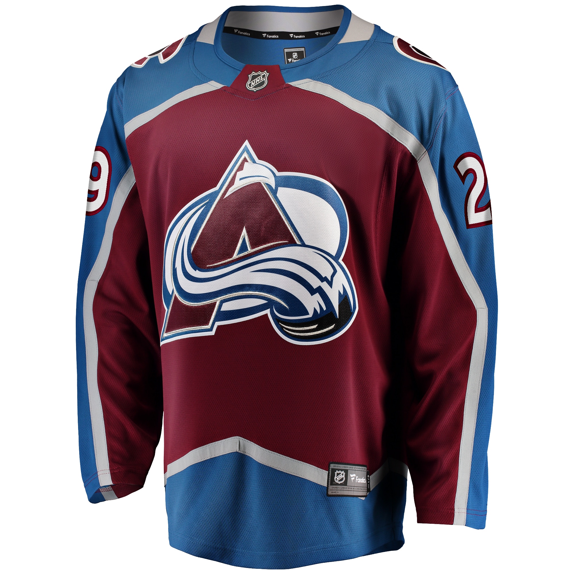Alternative view of Men's Colorado Avalanche Nathan MacKinnon Burgundy Home Breakaway Hockey Jersey - JS359 