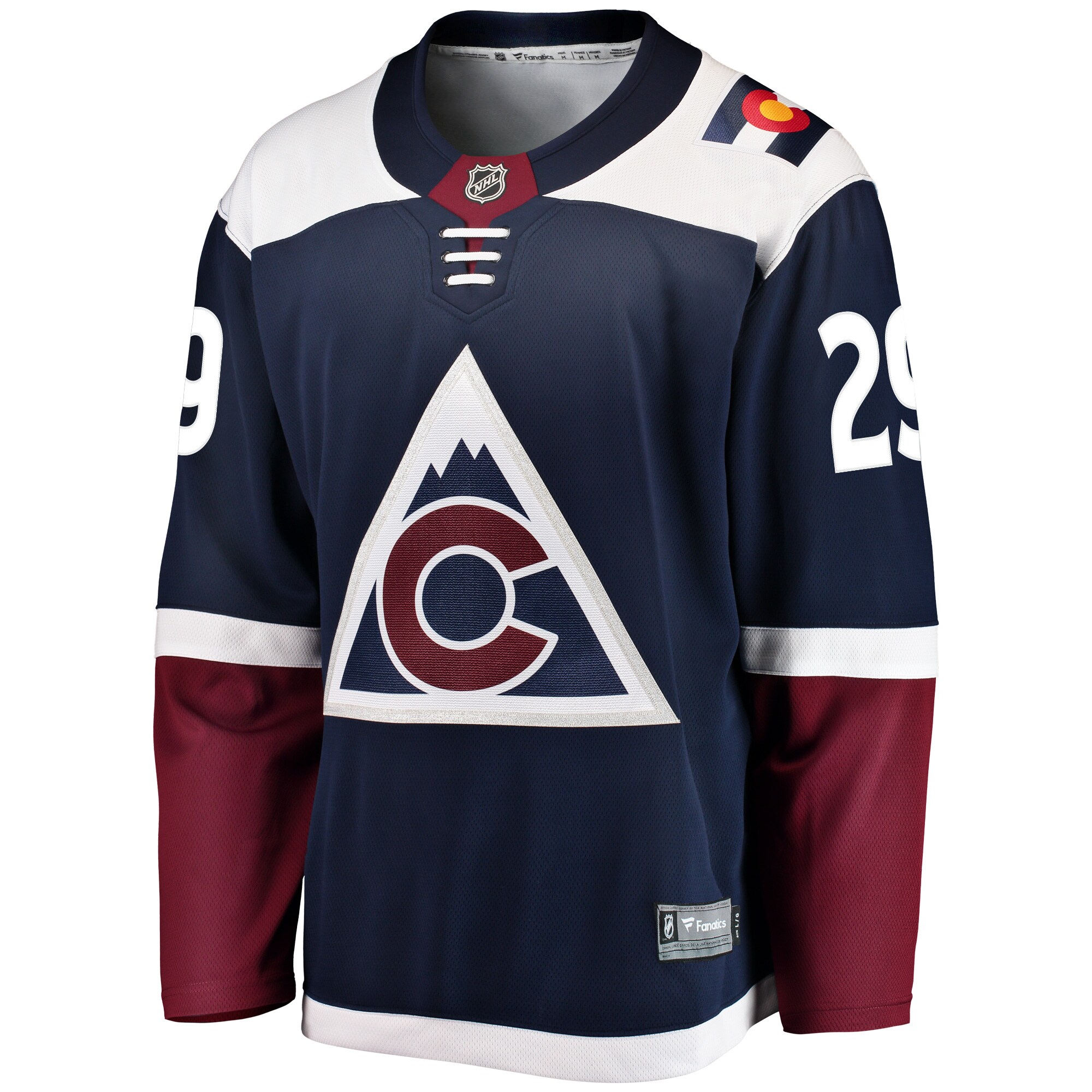 Alternative view of Men's Colorado Avalanche Nathan MacKinnon Navy Alternate Breakaway Player Hockey Jersey - JS292 