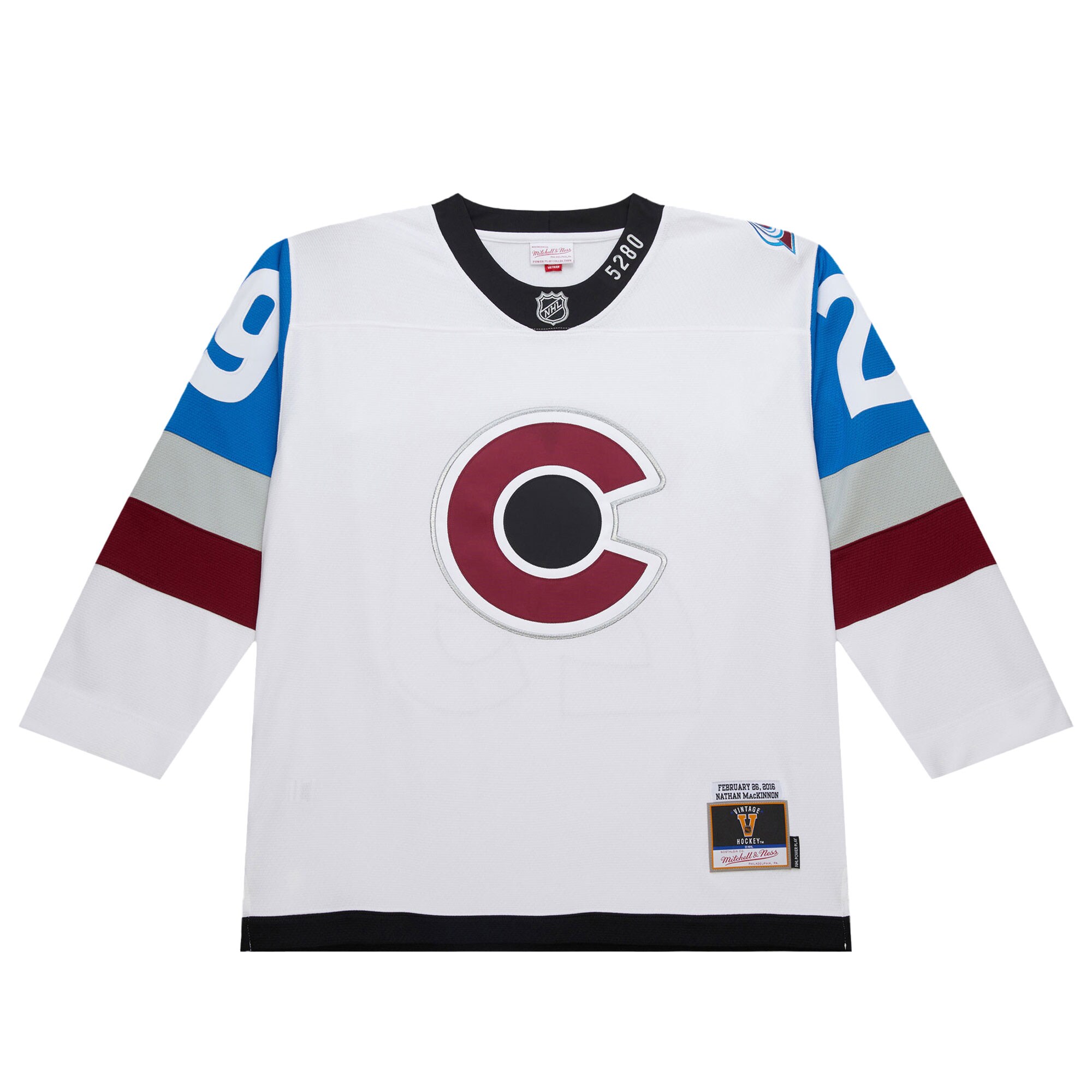 Alternative view of Men's Colorado Avalanche Nathan MacKinnon White 2016-17 Power Play Hockey Jersey - JS382 