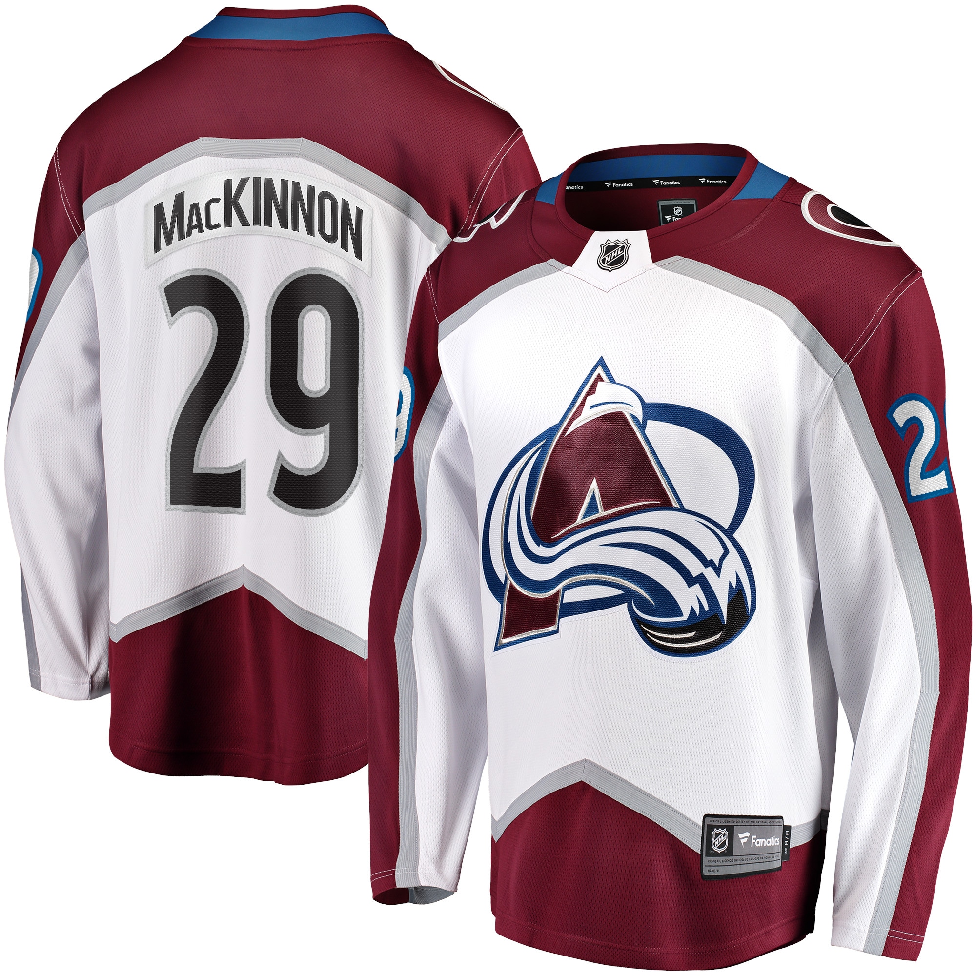 Men's Colorado Avalanche Nathan MacKinnon White Away Premier Breakaway Player Hockey Jersey - JS308 