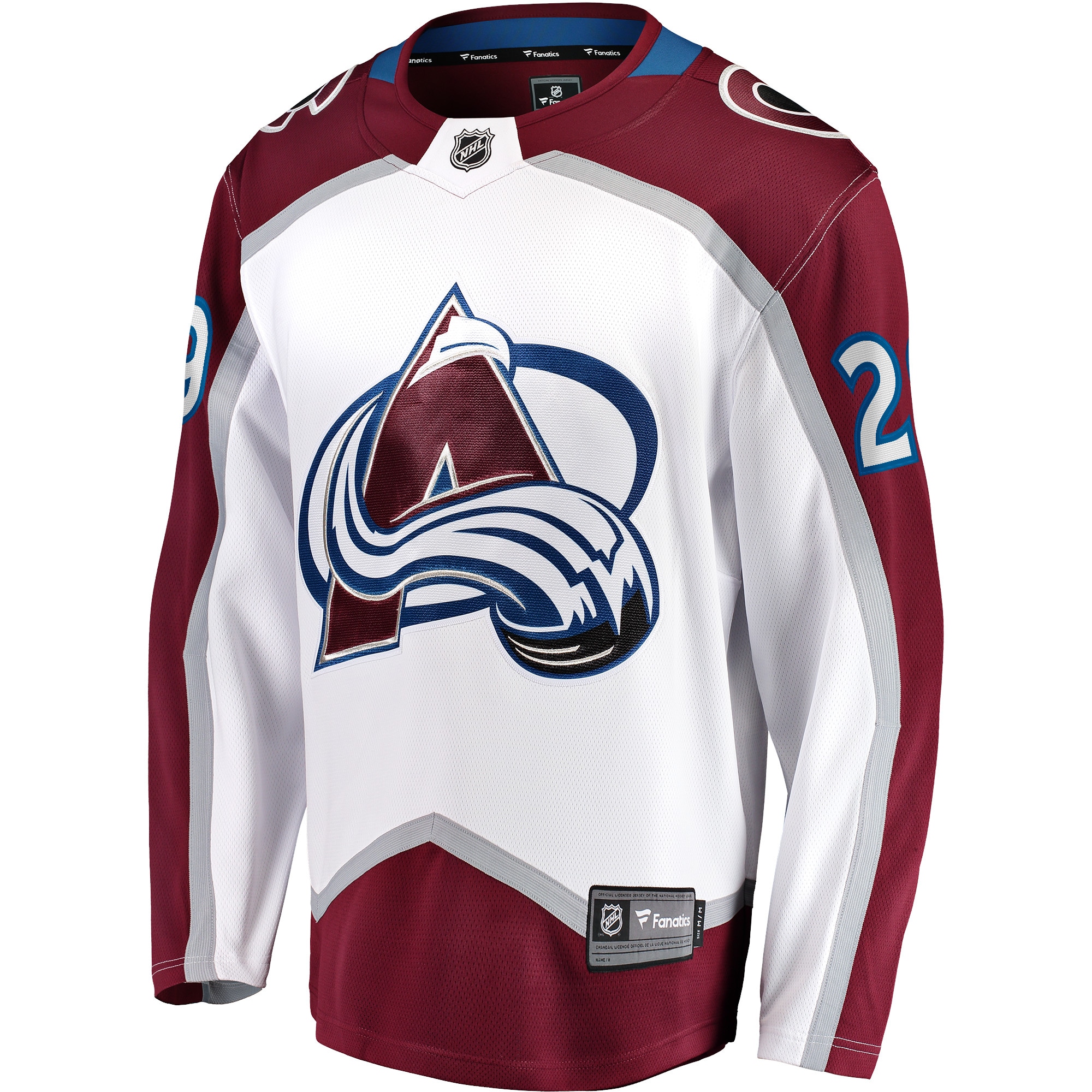Alternative view of Men's Colorado Avalanche Nathan MacKinnon White Away Premier Breakaway Player Hockey Jersey - JS308 