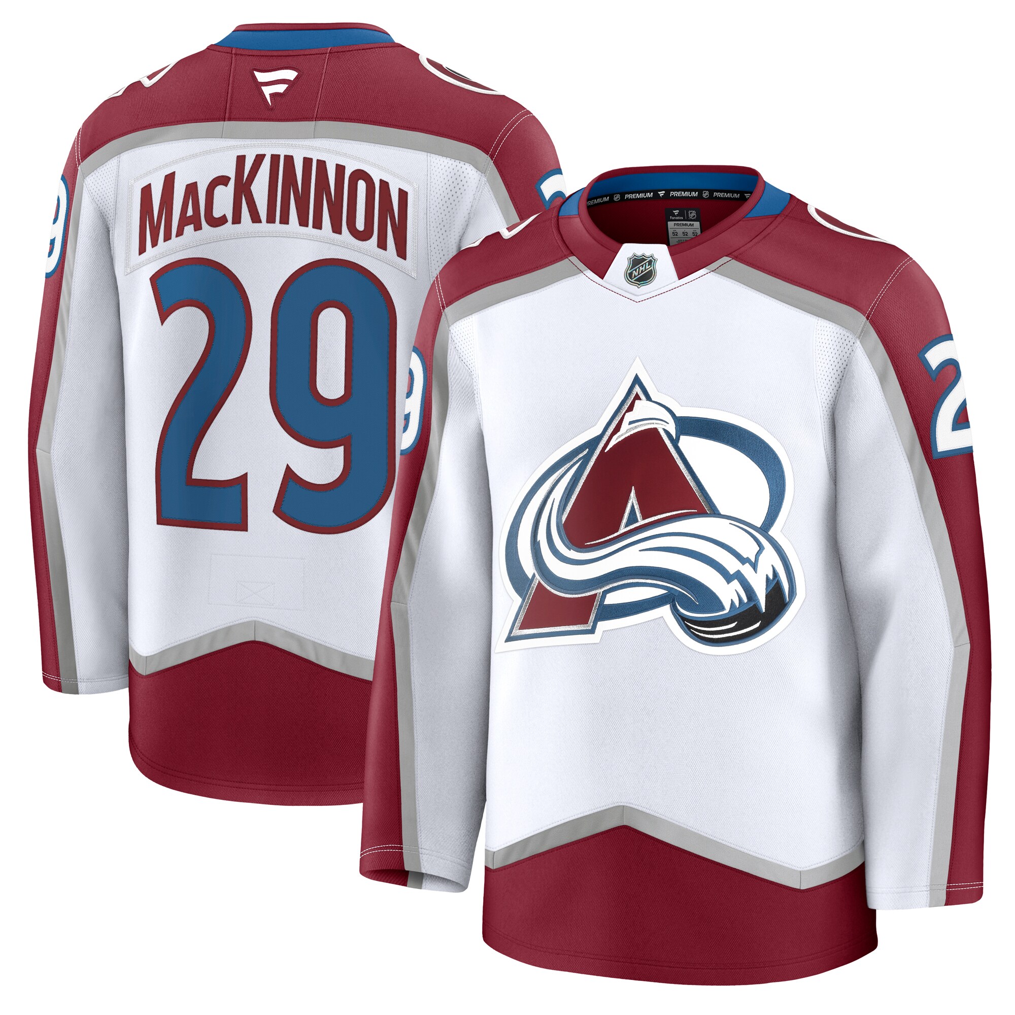 Men's Colorado Avalanche Nathan MacKinnon White Away Premium Hockey Jersey - JS136 