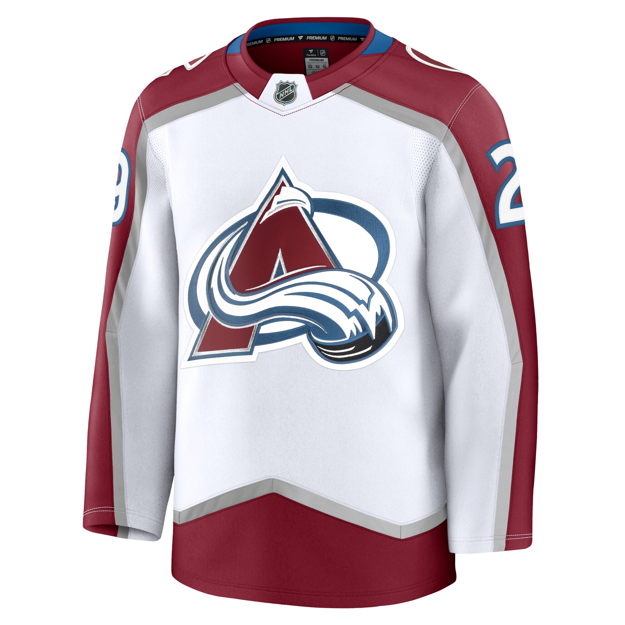 Alternative view of Men's Colorado Avalanche Nathan MacKinnon White Away Premium Hockey Jersey - JS136 