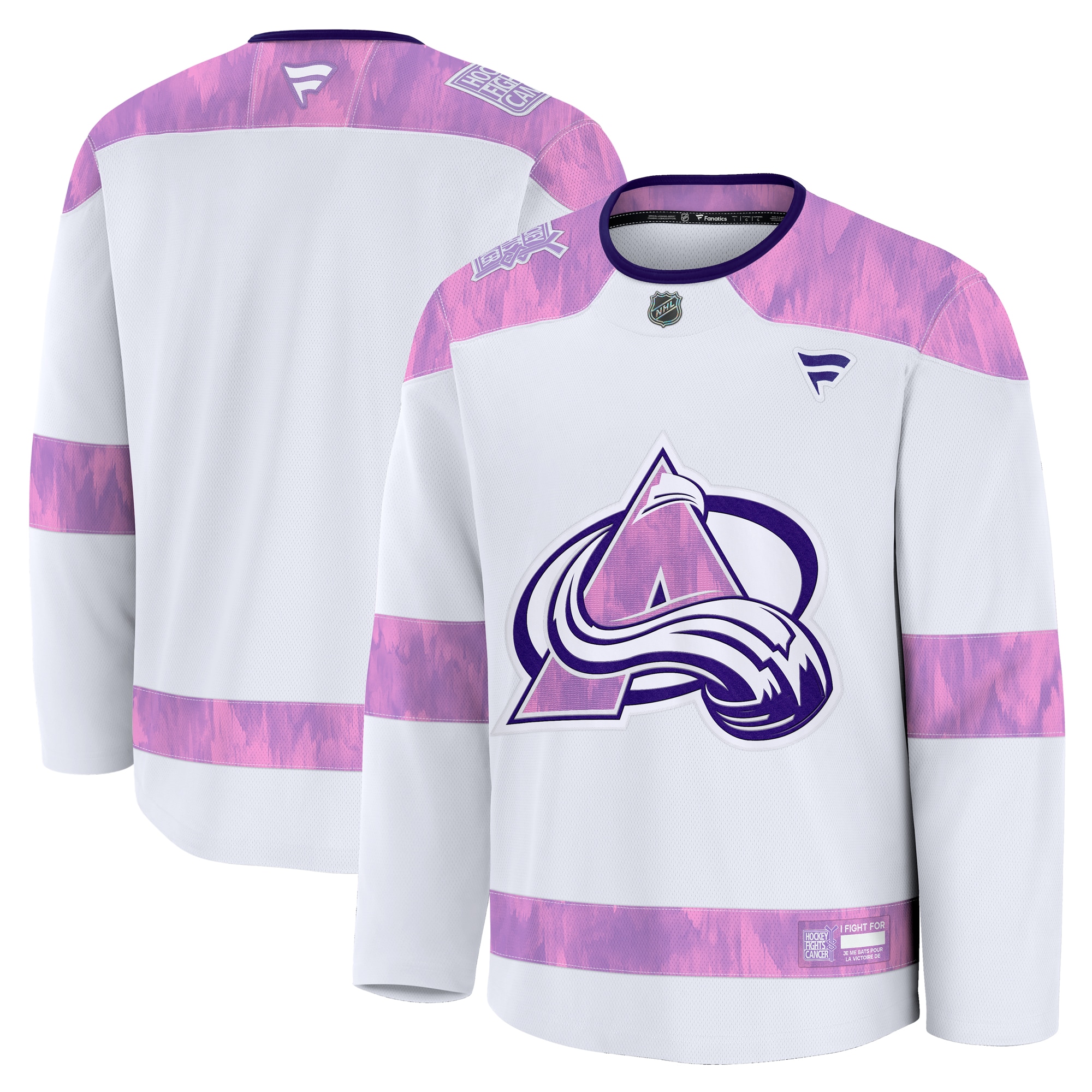 Men's Colorado Avalanche White 2024 Hockey Fights Cancer Practice Hockey Jersey - JS637 