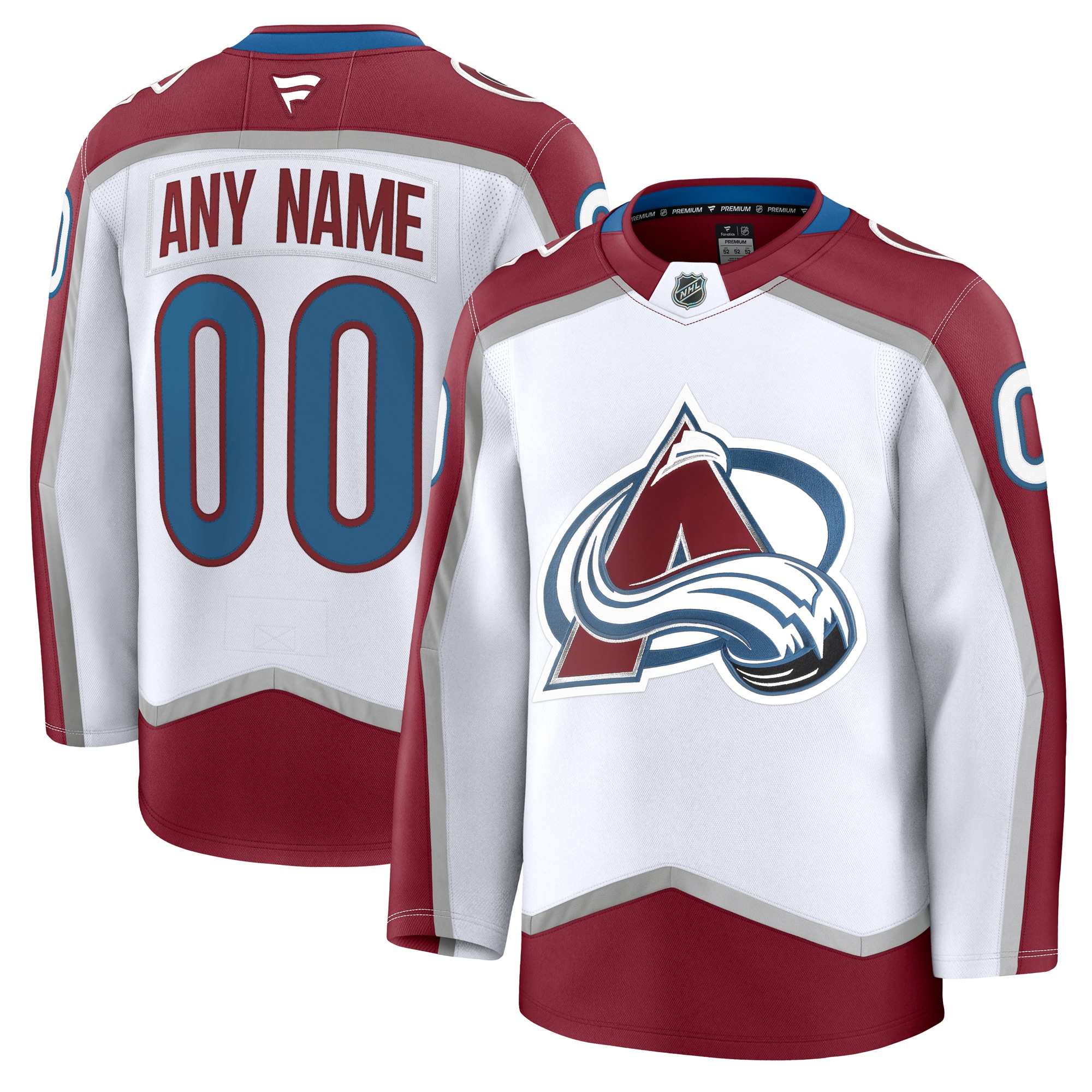 Men's Colorado Avalanche White Away Premium Custom Hockey Jersey - JS602 