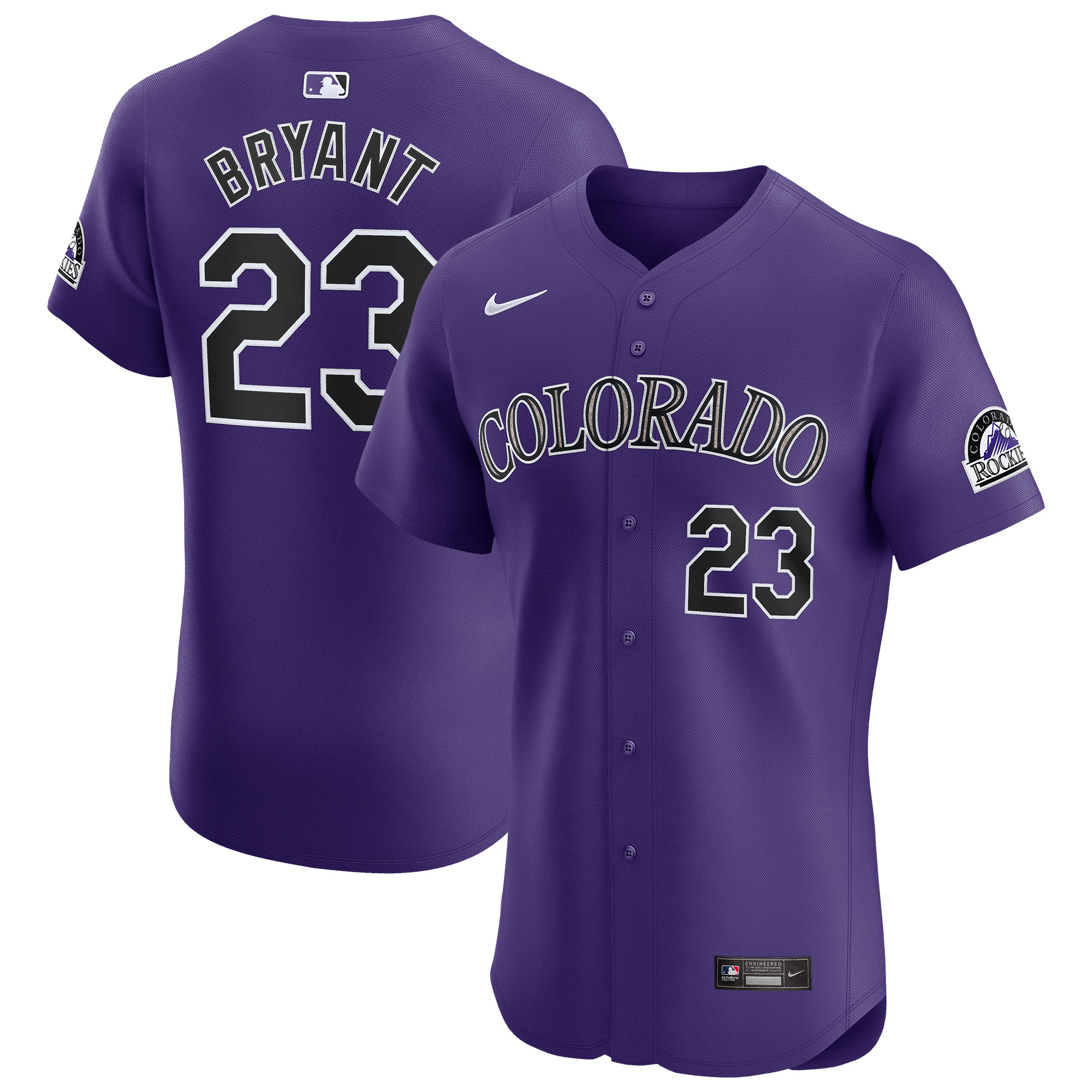 Men's Colorado Rockies Kris Bryant Purple Alternate Elite Player Baseball Jersey