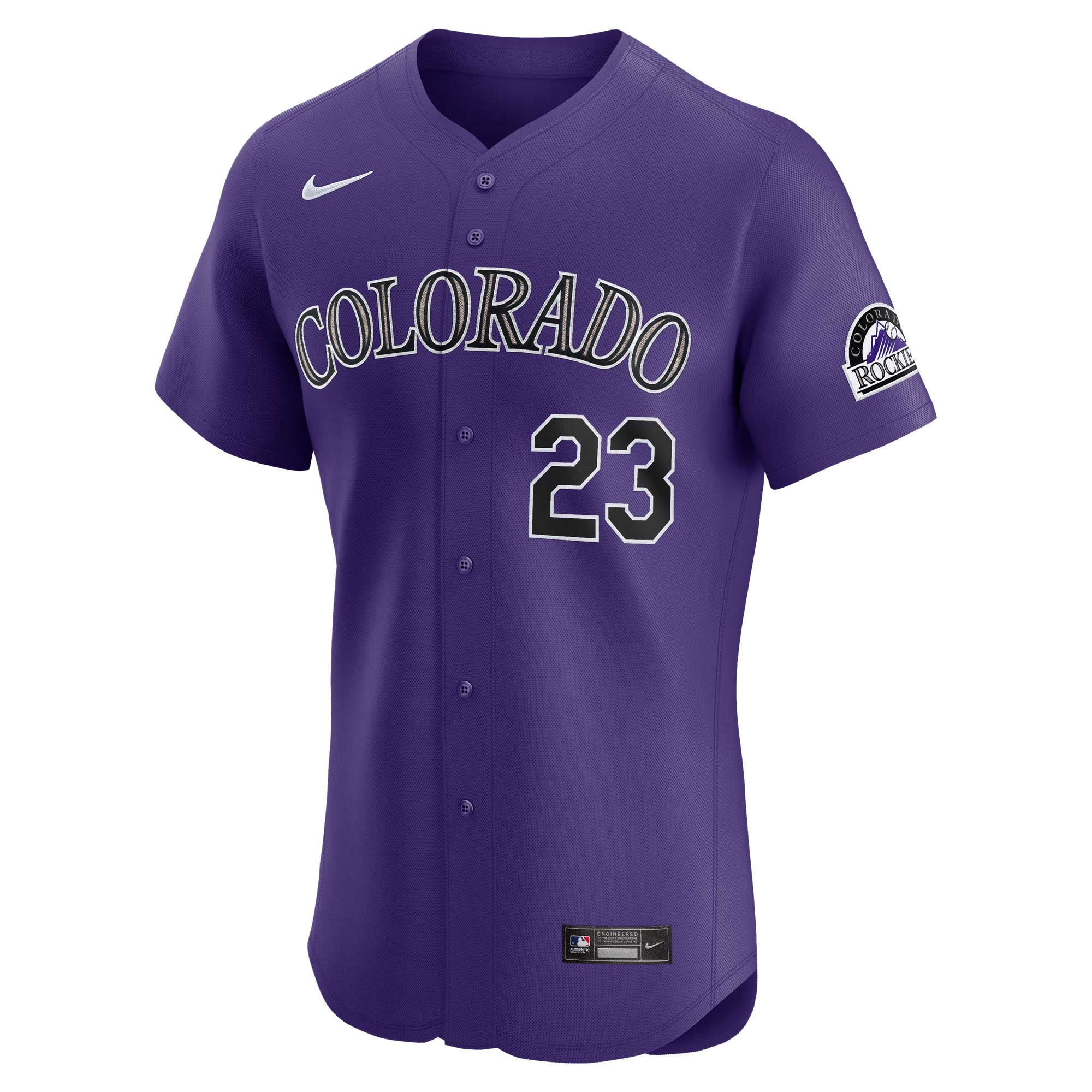 Alternative view of Men's Colorado Rockies Kris Bryant Purple Alternate Elite Player Baseball Jersey