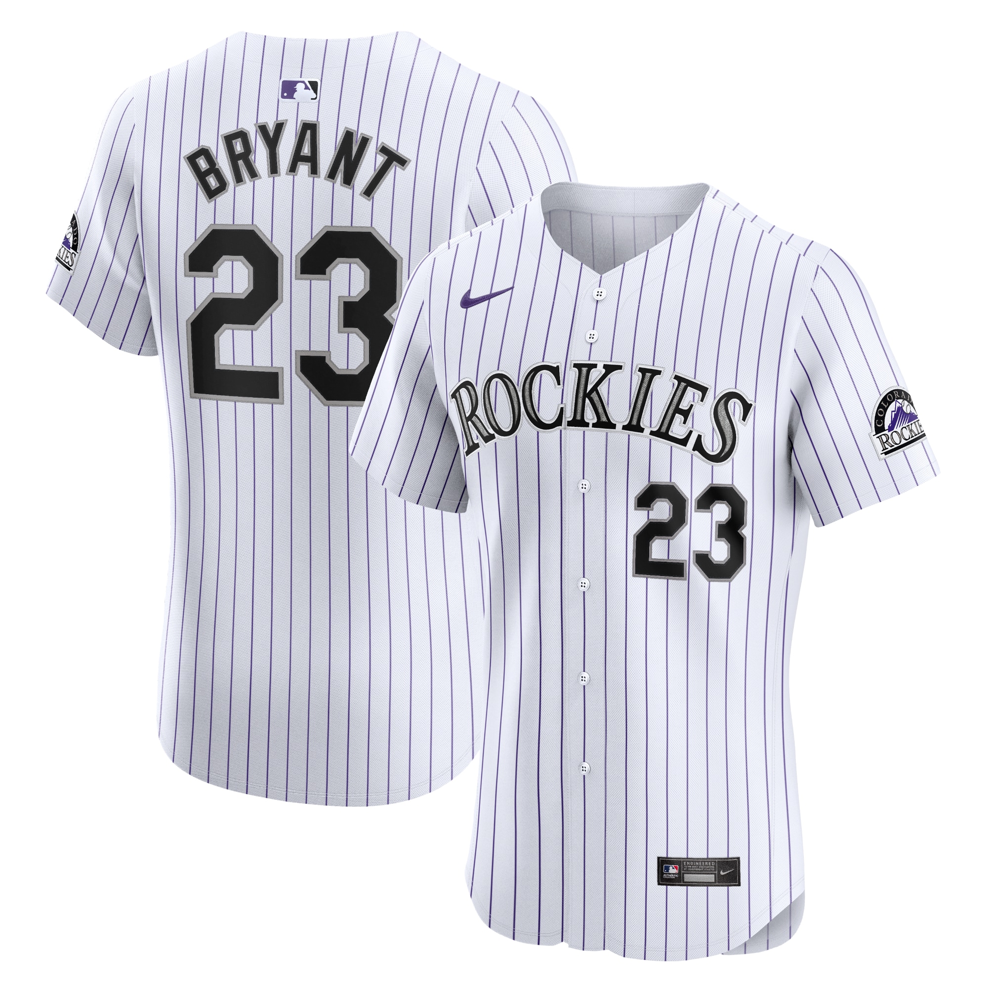 Men's Colorado Rockies Kris Bryant White Home Elite Baseball Jersey